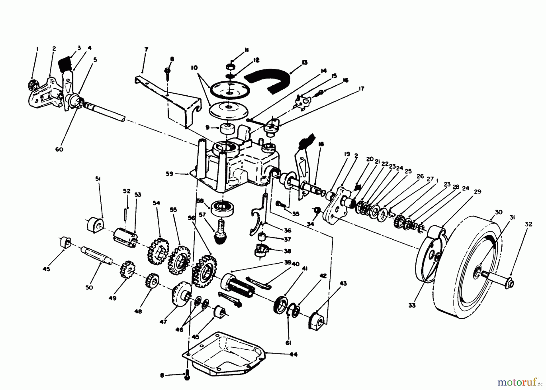  Toro Neu Mowers, Walk-Behind Seite 1 20210 - Toro Lawnmower, 1992 (2000001-2999999) GEAR CASE ASSEMBLY