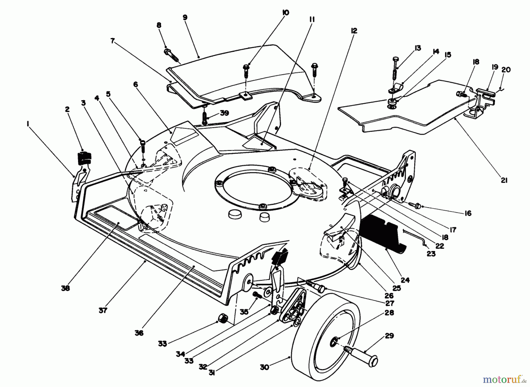  Toro Neu Mowers, Walk-Behind Seite 1 20210 - Toro Lawnmower, 1992 (2000001-2999999) HOUSING ASSEMBLY