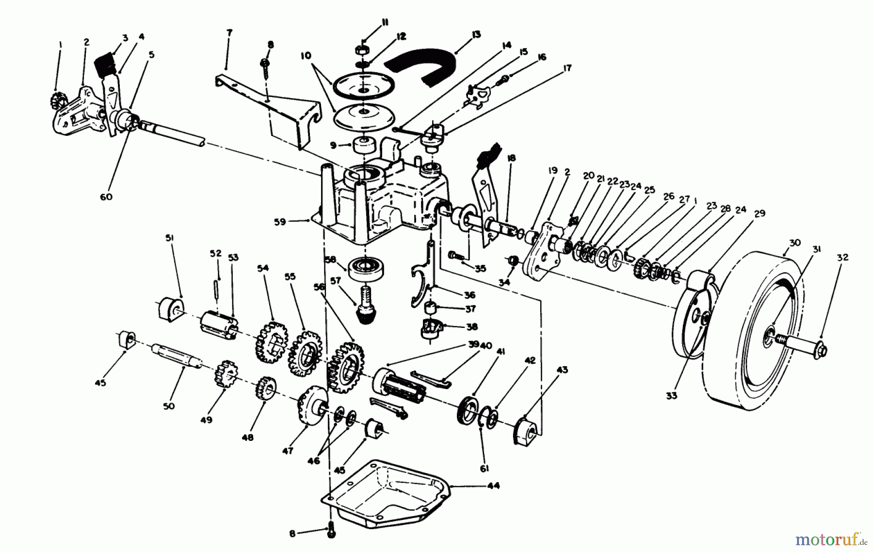  Toro Neu Mowers, Walk-Behind Seite 1 20214 - Toro Lawnmower, 1992 (2000001-2999999) GEAR CASE ASSEMBLY