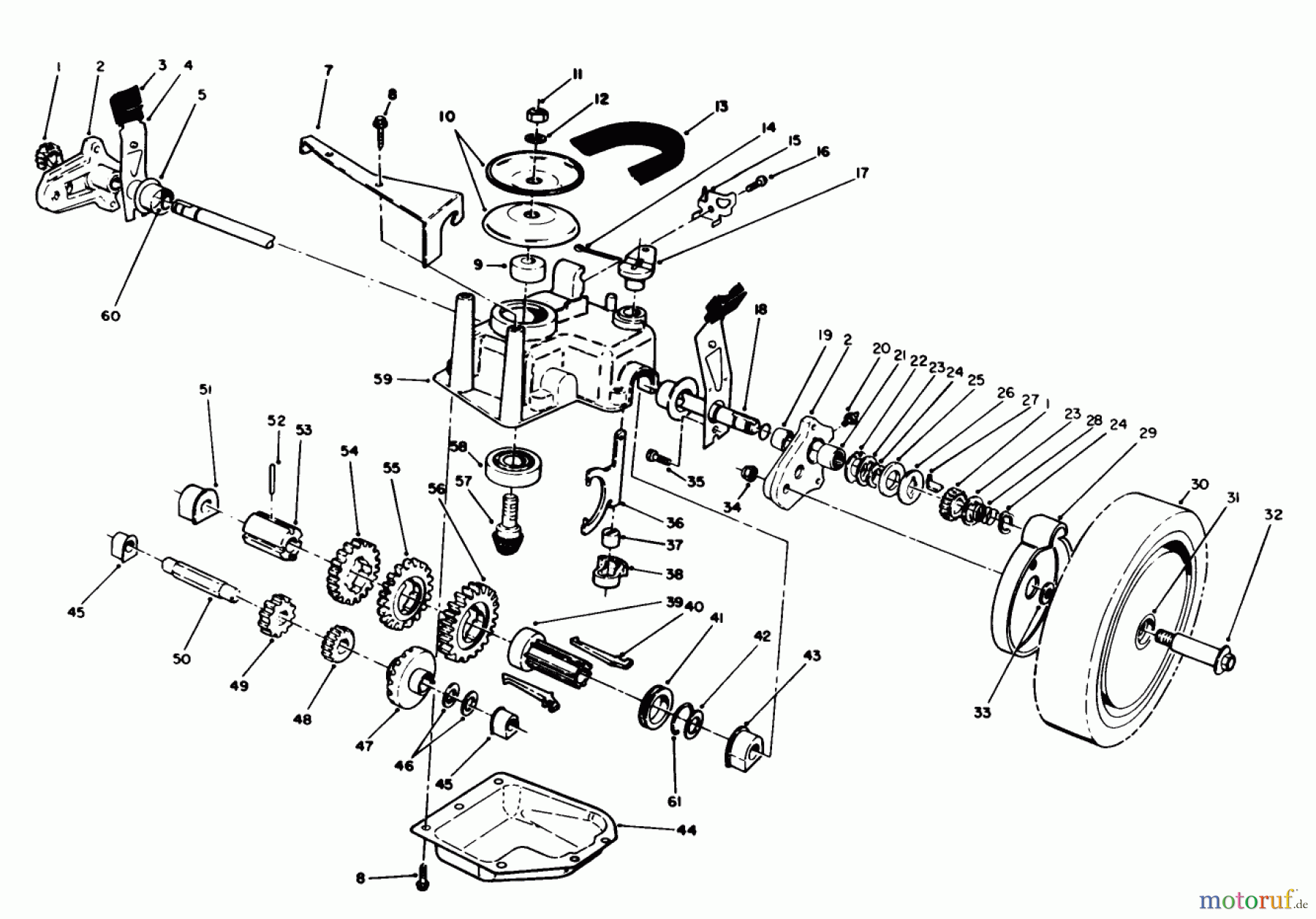  Toro Neu Mowers, Walk-Behind Seite 1 20218 - Toro Lawnmower, 1991 (1000001-1999999) GEAR CASE ASSEMBLY