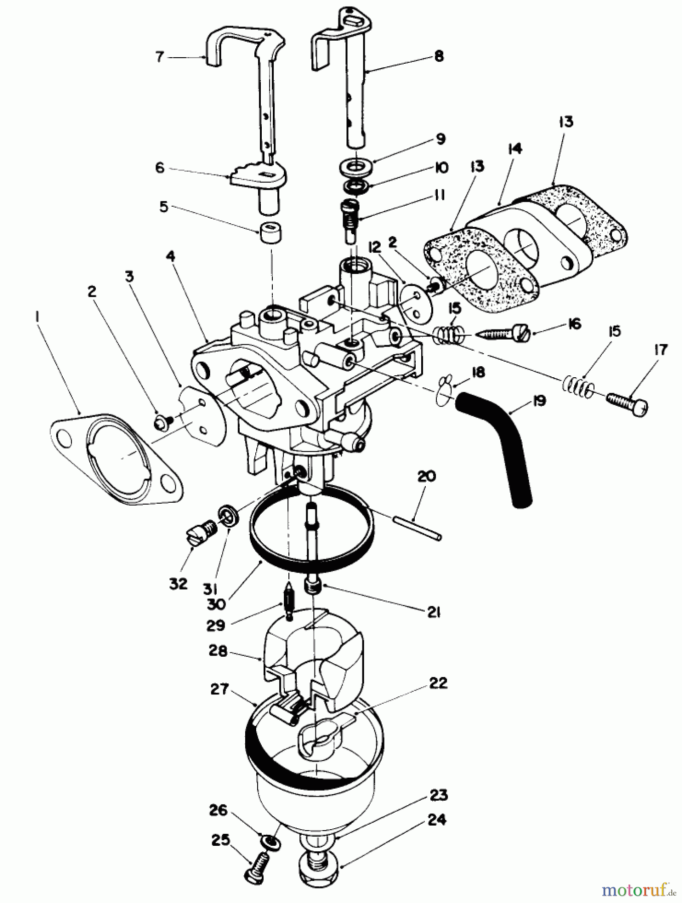  Toro Neu Mowers, Walk-Behind Seite 1 20219 - Toro Lawnmower, 1991 (1000001-1999999) CARBURETOR ASSEMBLY (MODEL NO. VML0-2)