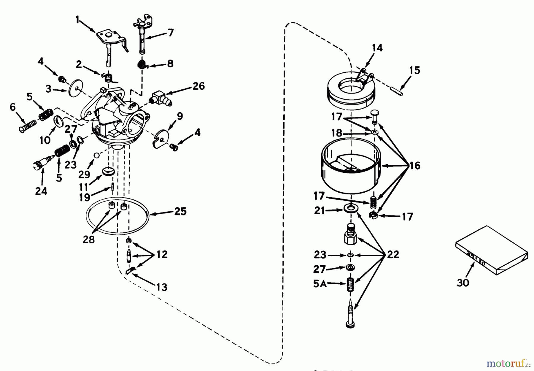  Toro Neu Mowers, Walk-Behind Seite 1 20227 - Toro Whirlwind Lawnmower, 1970 (0000001-0999999) CARBURETOR NO. 631585