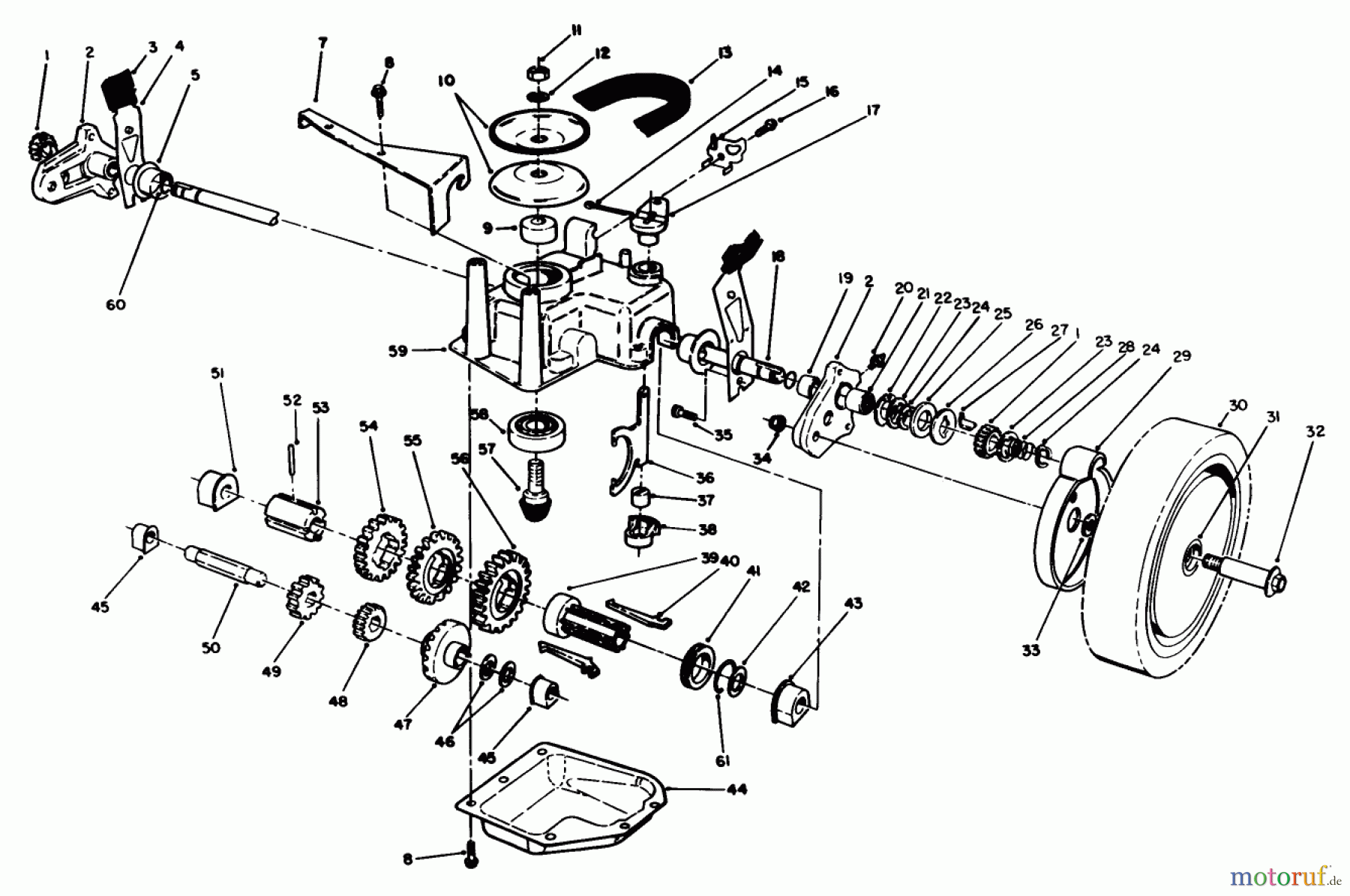  Toro Neu Mowers, Walk-Behind Seite 1 20321 - Toro Lawnmower, 1992 (2000001-2999999) GEAR CASE ASSEMBLY