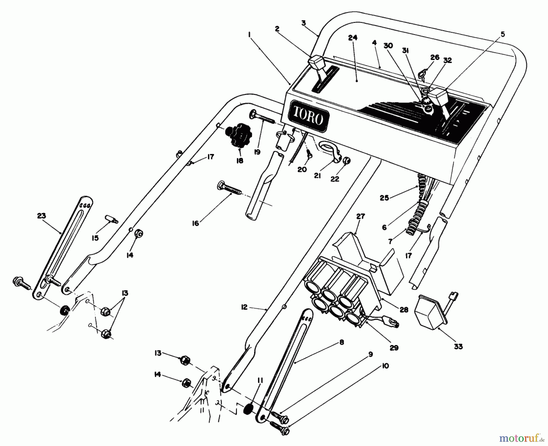  Toro Neu Mowers, Walk-Behind Seite 1 20322 - Toro Lawnmower, 1992 (2000001-2999999) HANDLE ASSEMBLY