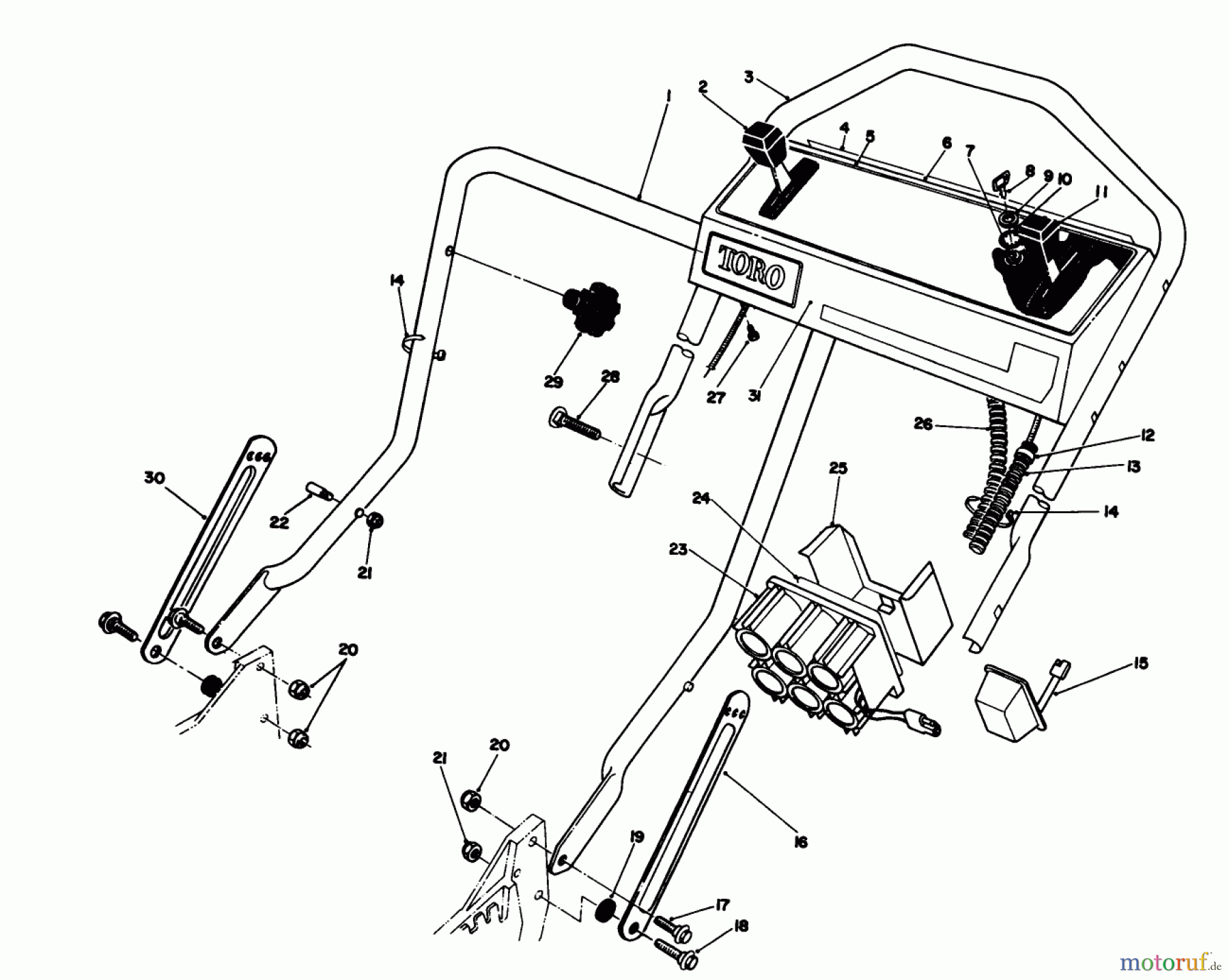  Toro Neu Mowers, Walk-Behind Seite 1 20325 - Toro Lawnmower, 1992 (2000001-2999999) HANDLE ASSEMBLY