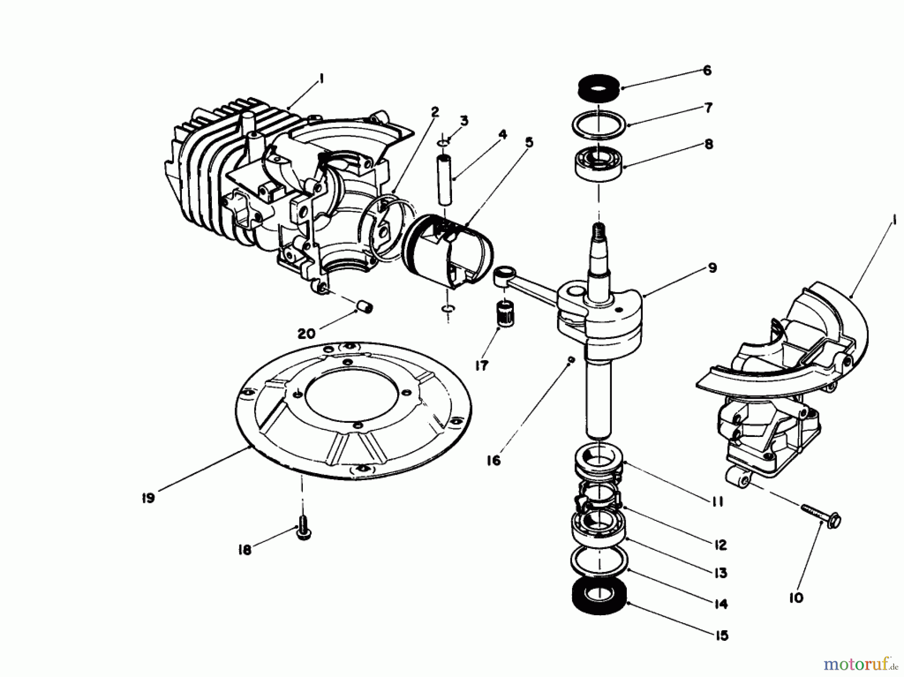  Toro Neu Mowers, Walk-Behind Seite 1 20326 - Toro Lawnmower, 1992 (2000001-2999999) CRANK SHAFT ASSEMBLY (MODEL NO. 47PM1-1)