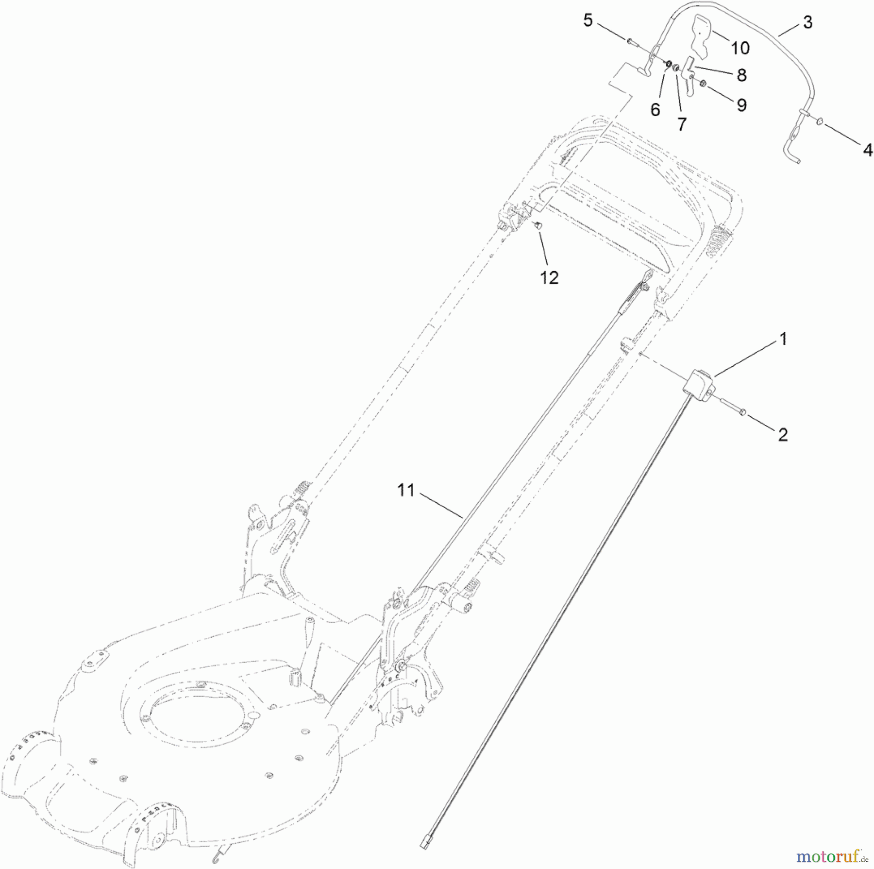  Toro Neu Mowers, Walk-Behind Seite 1 20383 - Toro Super Recycler Lawn Mower, 2012 (SN 312000001-312999999) BRAKE CONTROL ASSEMBLY