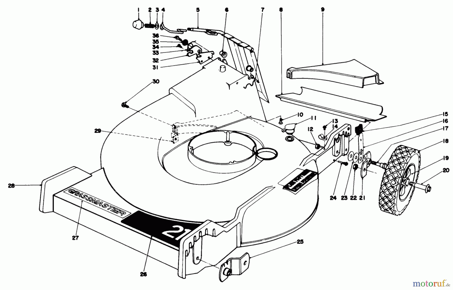  Toro Neu Mowers, Walk-Behind Seite 1 20403 - Toro Lawnmower, 1977 (7000001-7999999) HOUSING ASSEMBLY