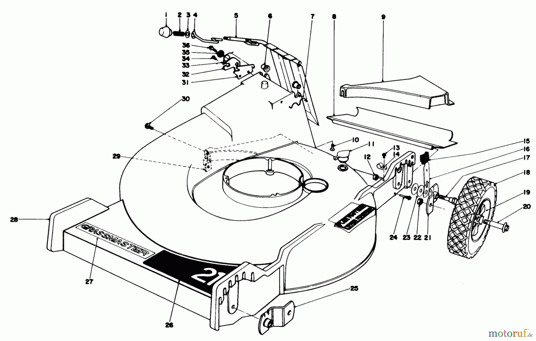  Toro Neu Mowers, Walk-Behind Seite 1 20407 - Toro Lawnmower, 1977 (7000001-7999999) HOUSING ASSEMBLY