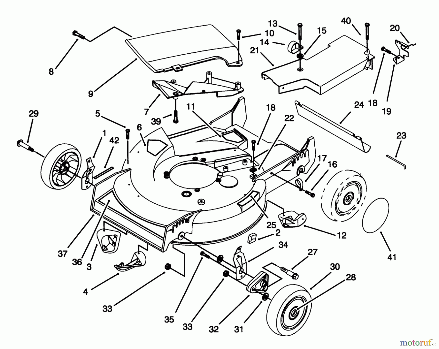  Toro Neu Mowers, Walk-Behind Seite 1 20439WF - Toro Lawnmower, 1993 (39000001-39999999) HOUSING ASSEMBLY