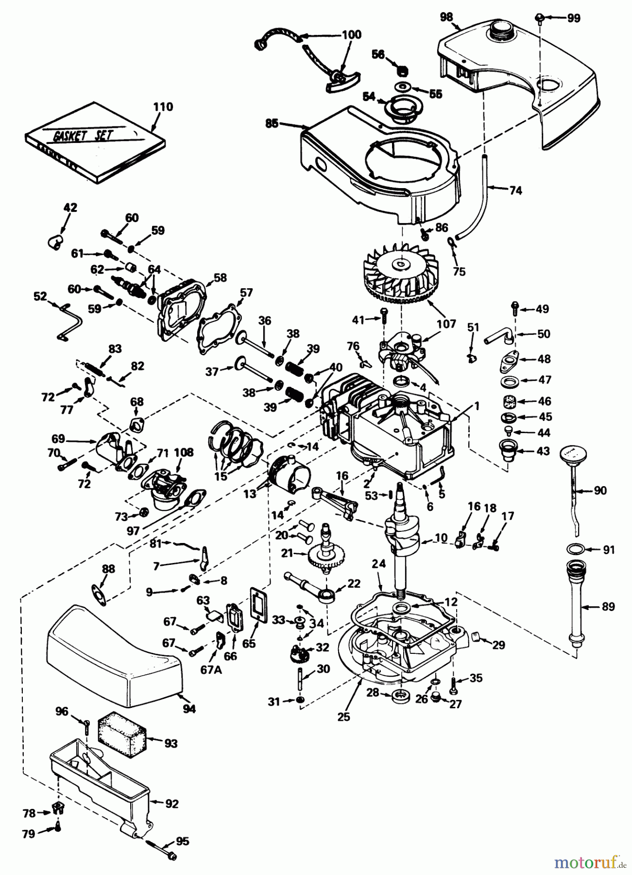 Toro 20660 - Lawnmower, 1974 (4000001-4999999) ENGINE MODEL NO. TNT 120 ...