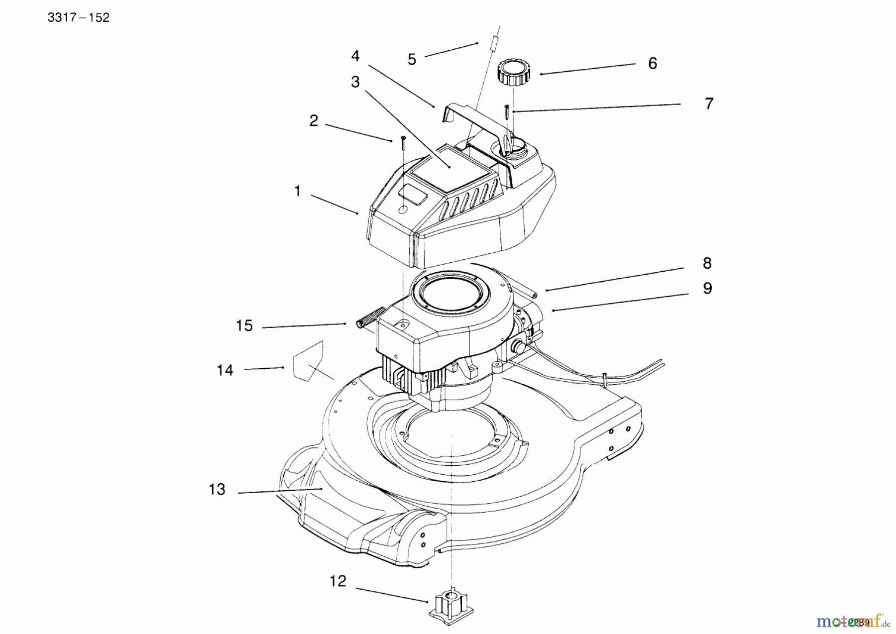  Toro Neu Mowers, Walk-Behind Seite 1 20443 - Toro Lawnmower, 1995 (5900001-5999999) ENGINE ASSEMBLY #1