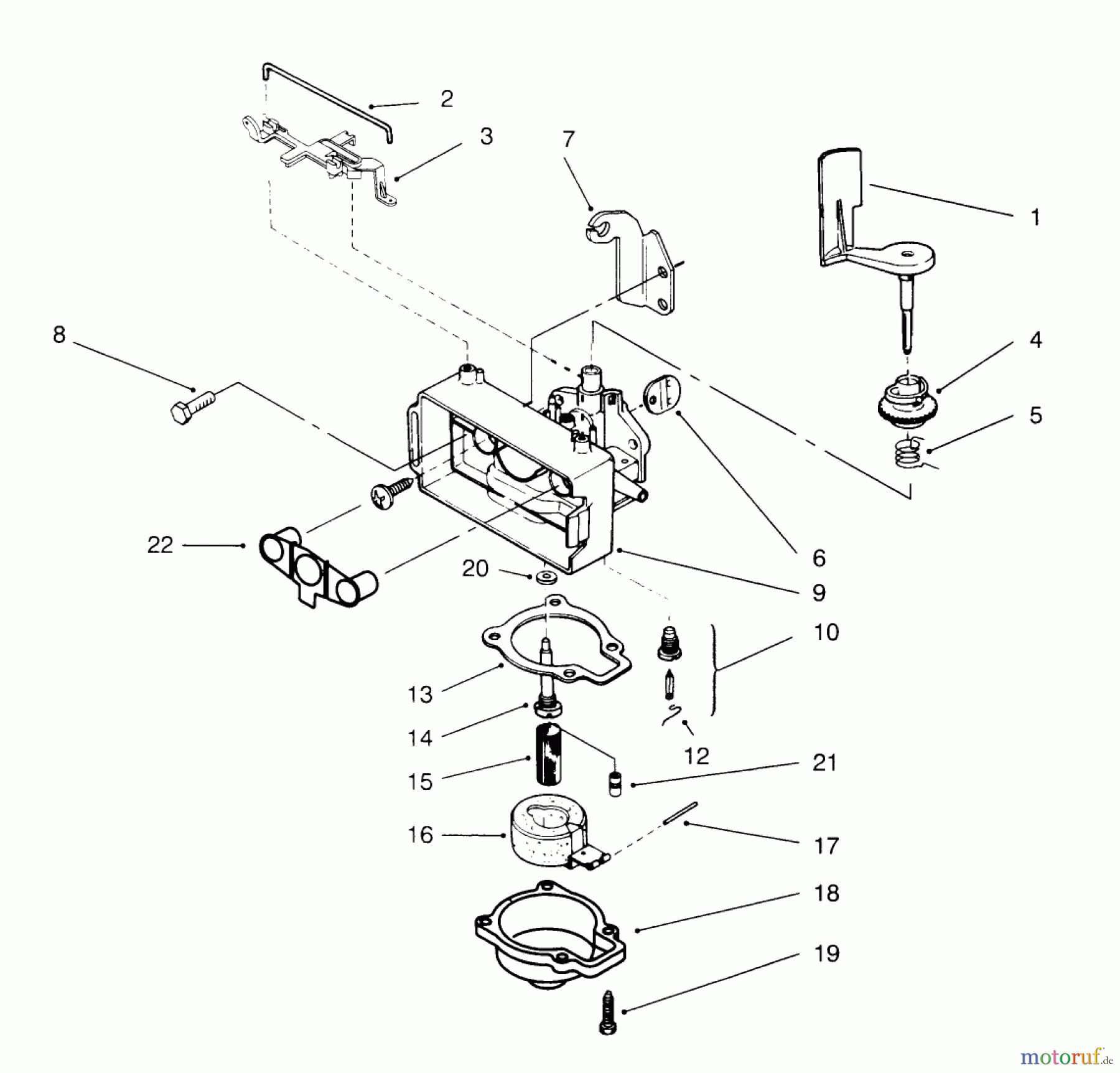  Toro Neu Mowers, Walk-Behind Seite 1 20441 - Toro Lawnmower, 1996 (6900001-6999999) CARBURETOR ASSEMBLY (MODEL NO. 20441 ONLY)