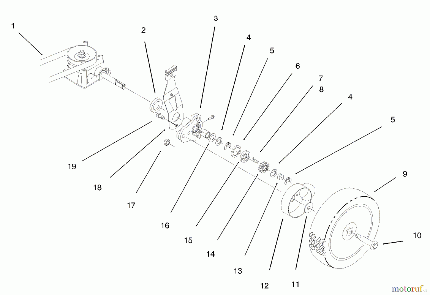  Toro Neu Mowers, Walk-Behind Seite 1 20444 - Toro Lawnmower, 1995 (5900001-5999999) REAR AXLE ASSEMBLY