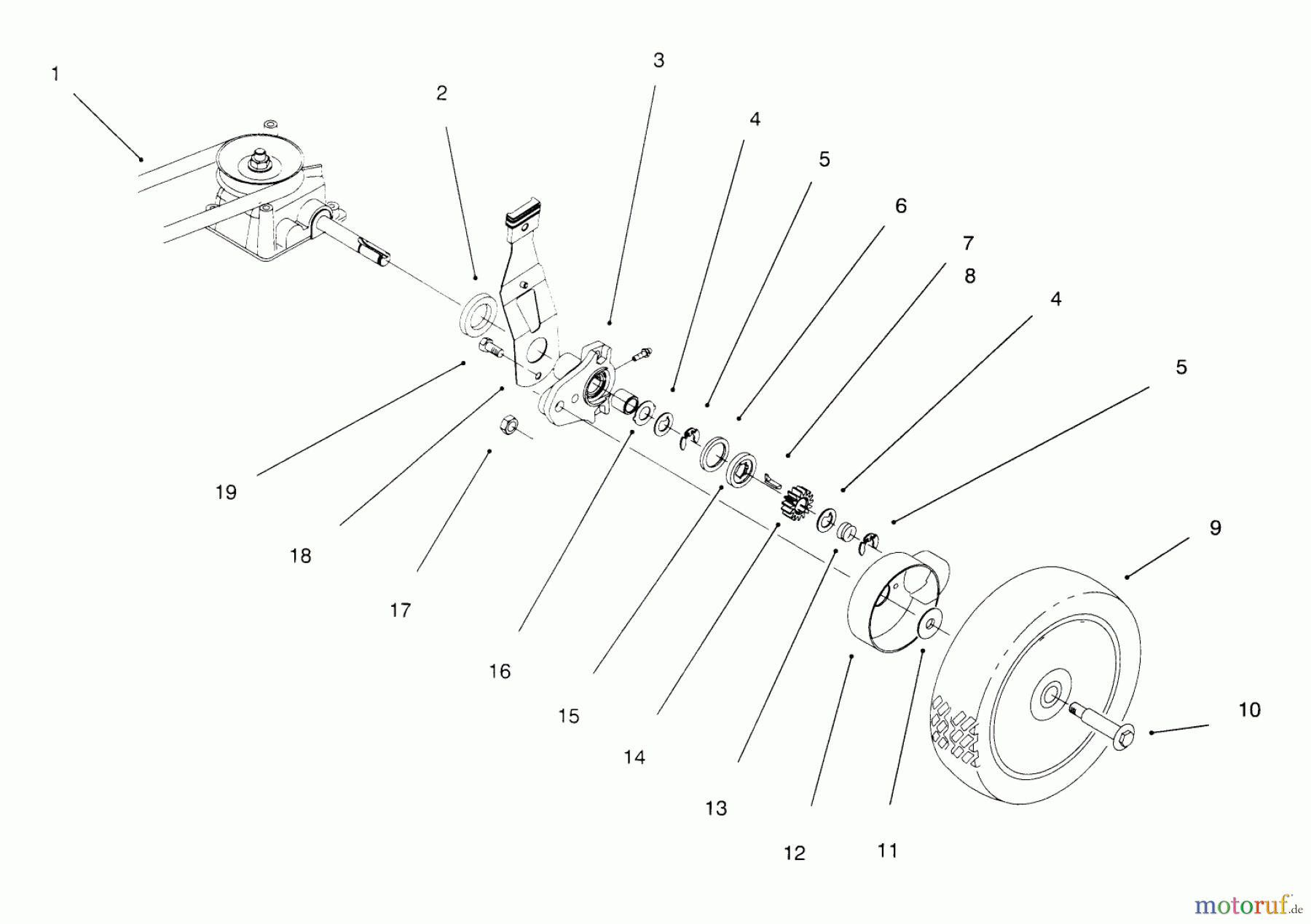  Toro Neu Mowers, Walk-Behind Seite 1 20454 - Toro Lawnmower, 1996 (6900001-6999999) REAR AXLE ASSEMBLY