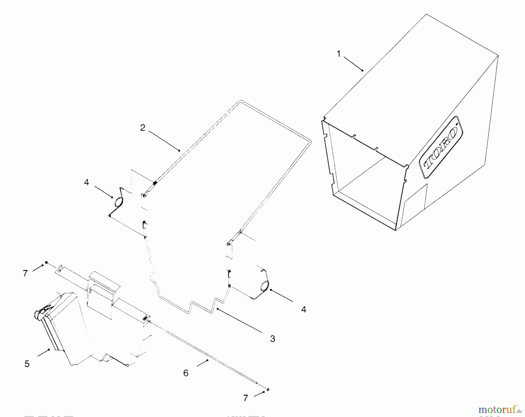  Toro Neu Mowers, Walk-Behind Seite 1 20442 - Toro Lawnmower, 1996 (6900001-6999999) REAR BAGGING ASSEMBLY (MODEL NO. 20454 ONLY)