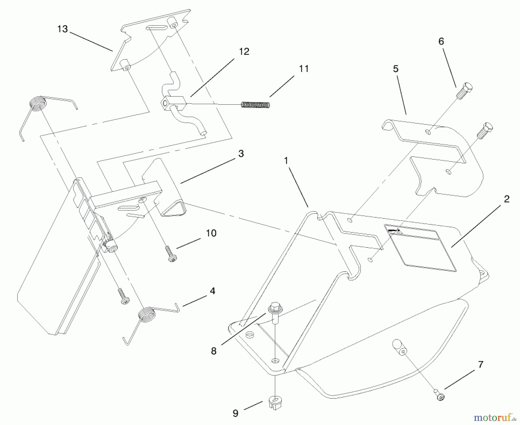  Toro Neu Mowers, Walk-Behind Seite 1 20458 - Toro Lawnmower, 1997 (7900001-7999999) DISCHARGE CHUTE ASSEMBLY (MODEL NO. 20458 ONLY)