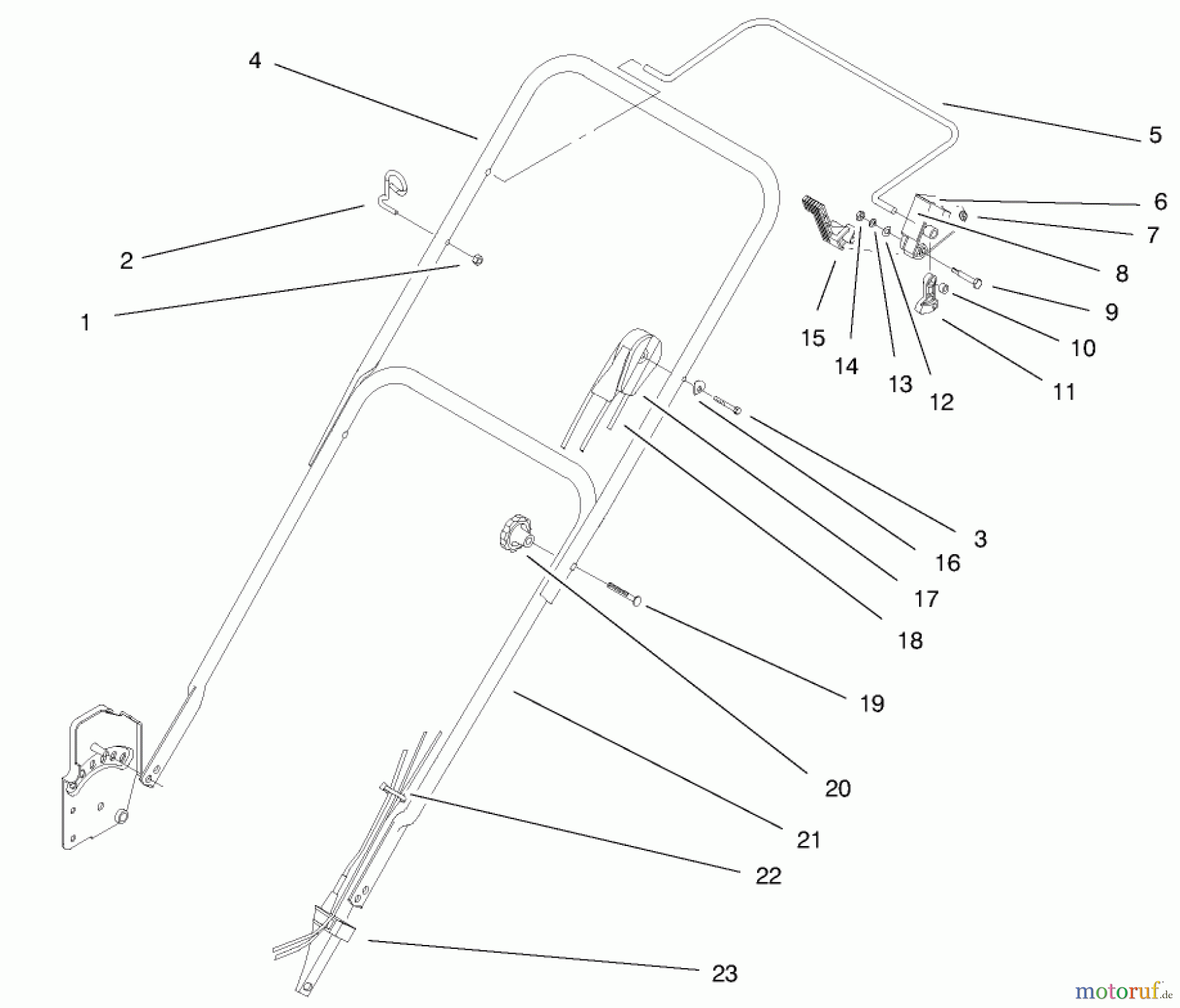  Toro Neu Mowers, Walk-Behind Seite 1 20458 - Toro Lawnmower, 1997 (7900001-7999999) HANDLE ASSEMBLY