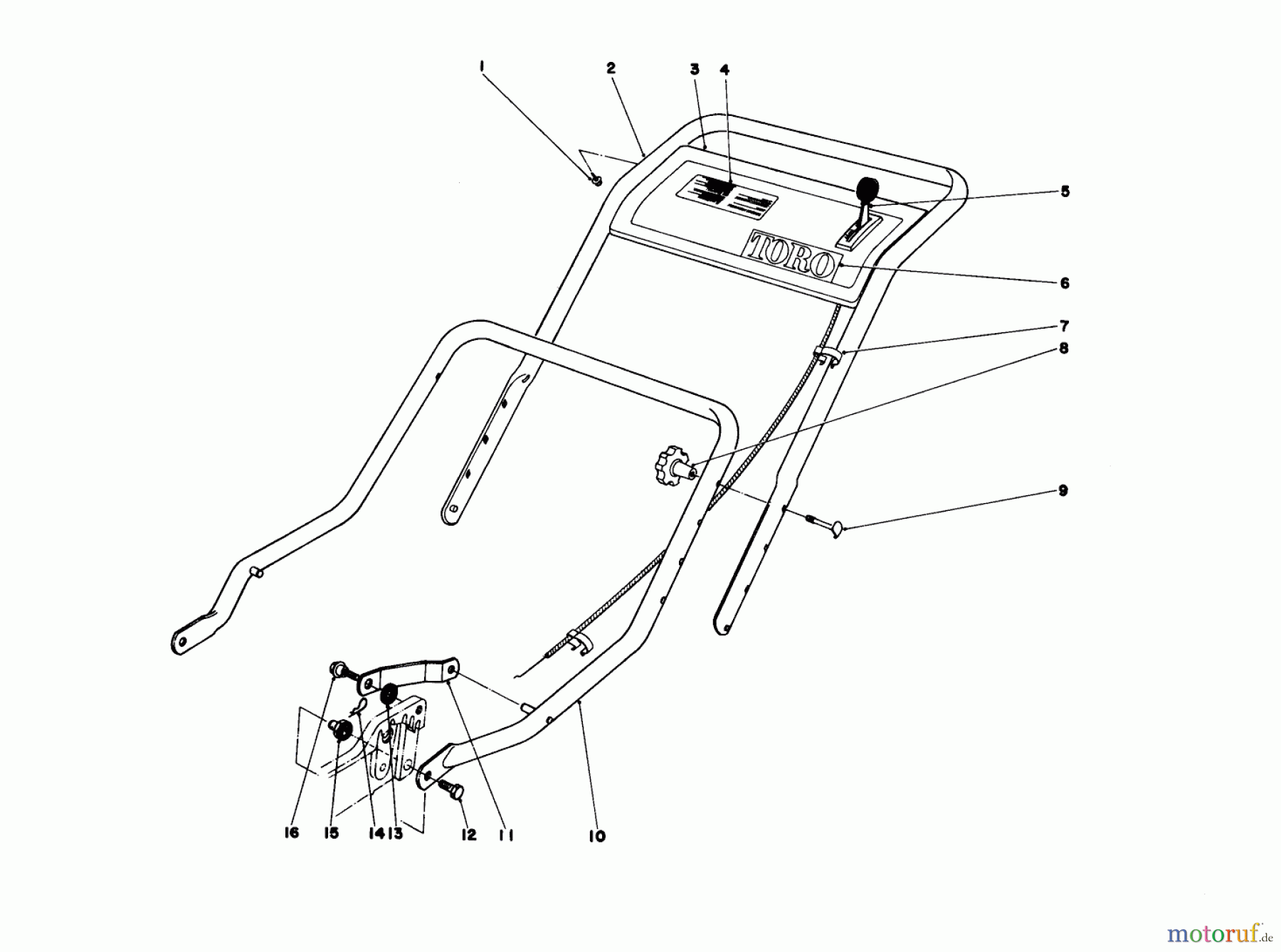  Toro Neu Mowers, Walk-Behind Seite 1 20451 - Toro Lawnmower, 1976 (6000001-6999999) HANDLE ASSEMBLY