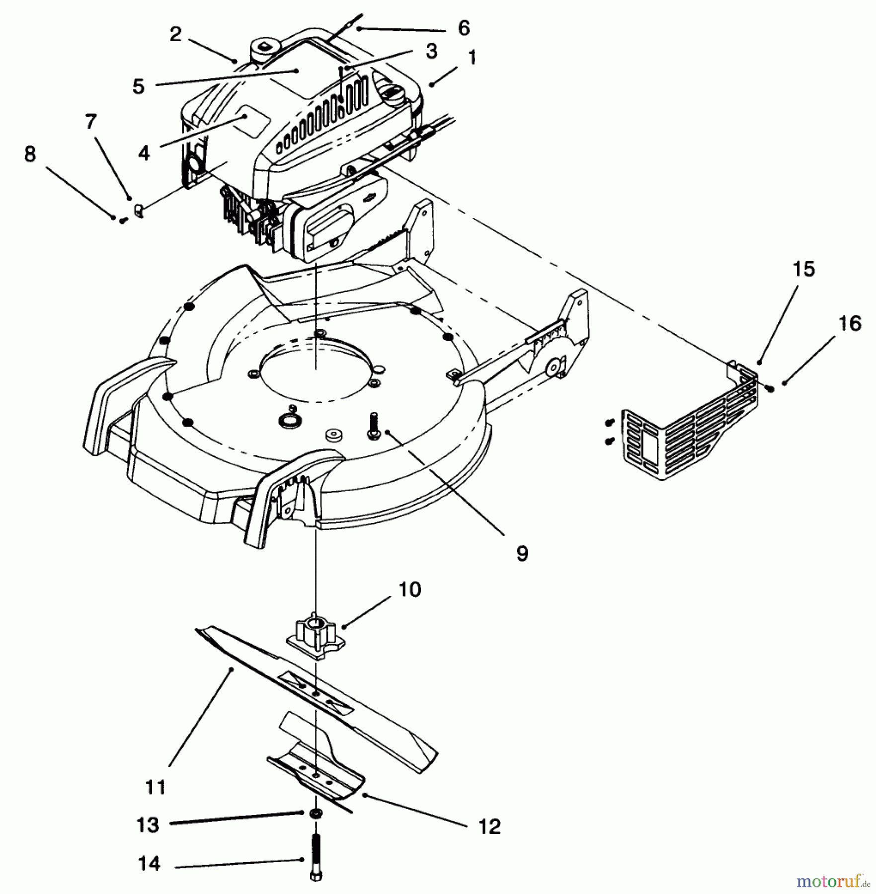  Toro Neu Mowers, Walk-Behind Seite 1 20461 - Toro Super Recycler Lawnmower, 1995 (5900001-5999999) ENGINE ASSEMBLY