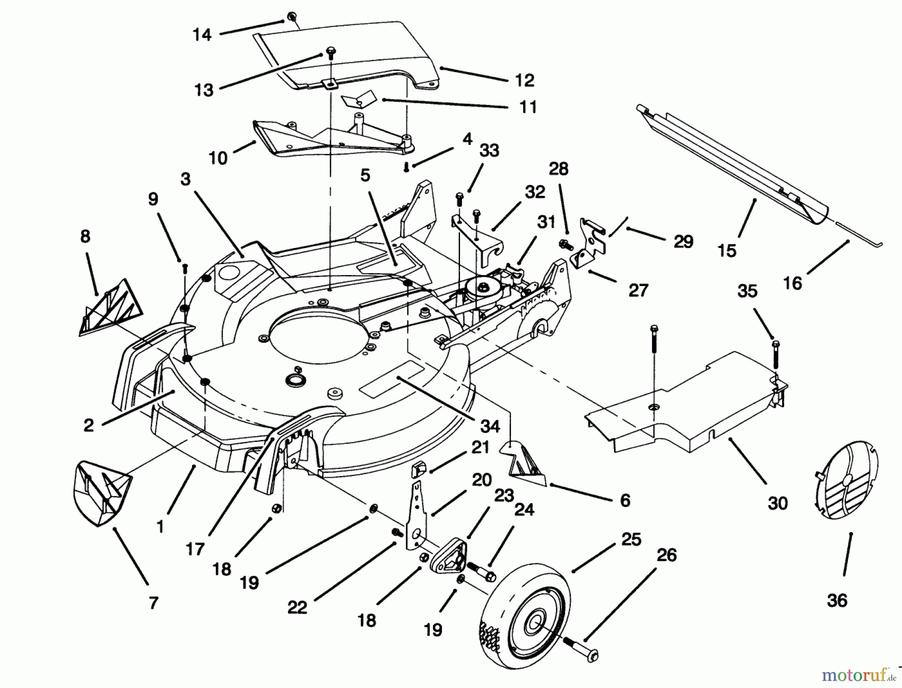  Toro Neu Mowers, Walk-Behind Seite 1 20464 - Toro Super Recycler Lawnmower, 1995 (5900001-5999999) HOUSING ASSEMBLY