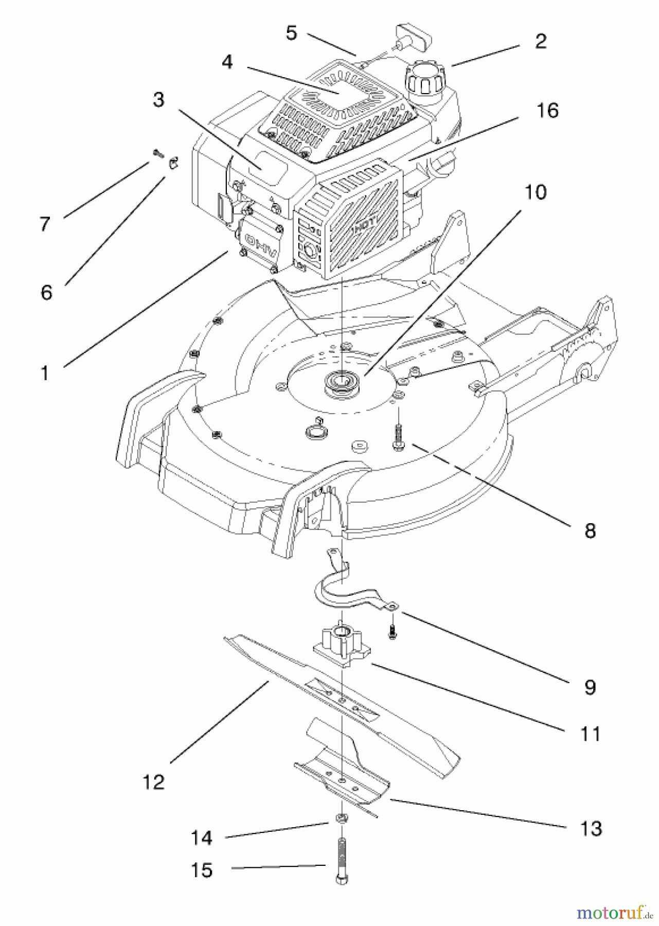  Toro Neu Mowers, Walk-Behind Seite 1 20464 - Toro Super Recycler Lawnmower, 1996 (6900001-6999999) ENGINE ASSEMBLY