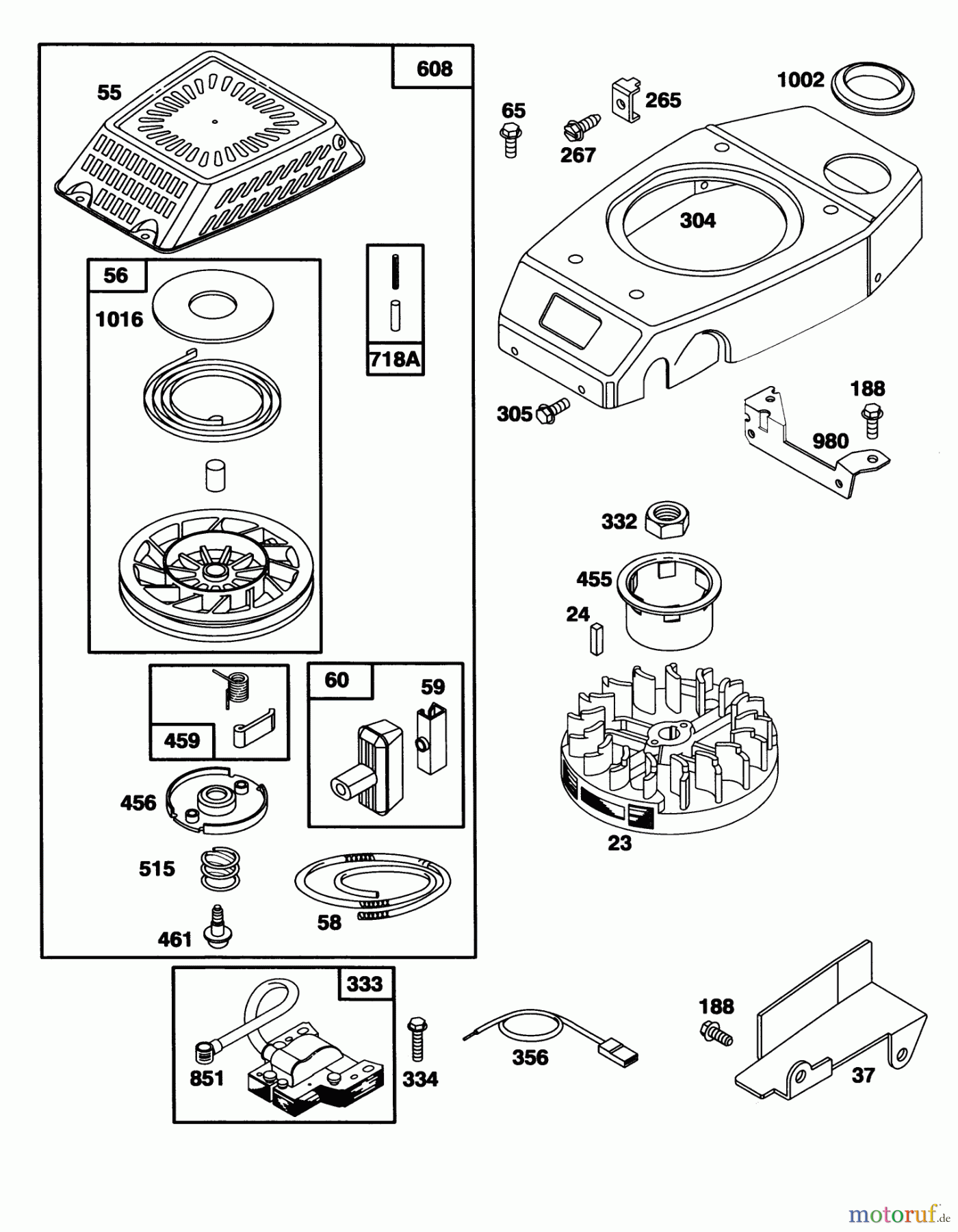  Toro Neu Mowers, Walk-Behind Seite 1 20466 - Toro Super Recycler Lawnmower, 1995 (5900001-5999999) ENGINE GTS-150 (MODEL NO. 20465 ONLY)(MODEL NO. 97772-0110-02) #3