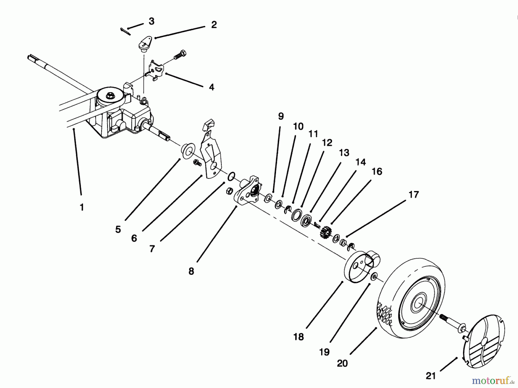  Toro Neu Mowers, Walk-Behind Seite 1 20465 - Toro Super Recycler Lawnmower, 1995 (5900001-5999999) REAR AXLE ASSEMBLY