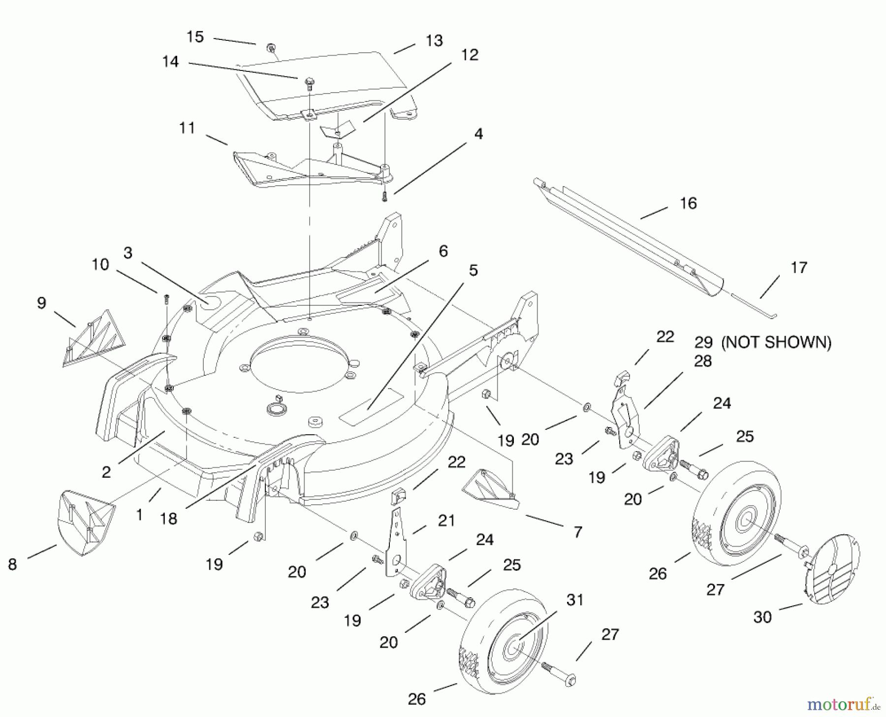  Toro Neu Mowers, Walk-Behind Seite 1 20469 - Toro Super Recycler Lawnmower, 1997 (7900001-7999999) HOUSING ASSEMBLY