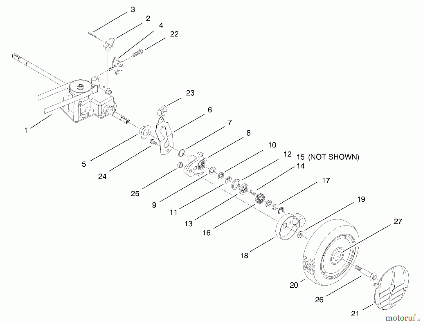  Toro Neu Mowers, Walk-Behind Seite 1 20470 - Toro Super Recycler Lawnmower, 1997 (7900001-7999999) REAR AXLE ASSEMBLY