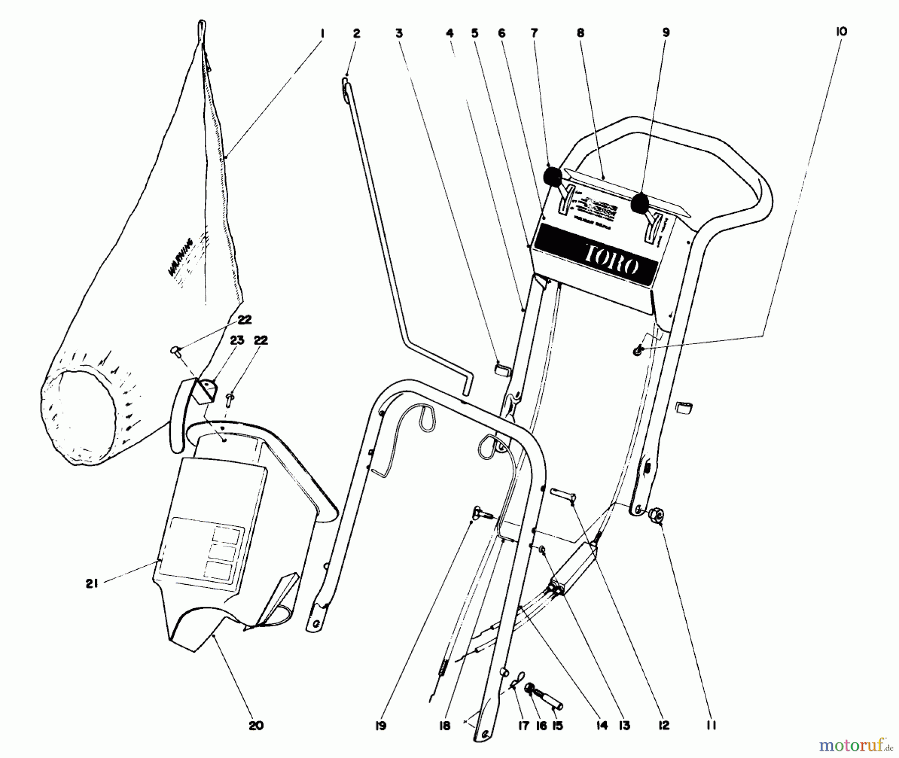  Toro Neu Mowers, Walk-Behind Seite 2 21711 - Toro Guardian Lawnmower, 1975 (5000001-5999999) HANDLE ASSEMBLY MODEL NO. 21610