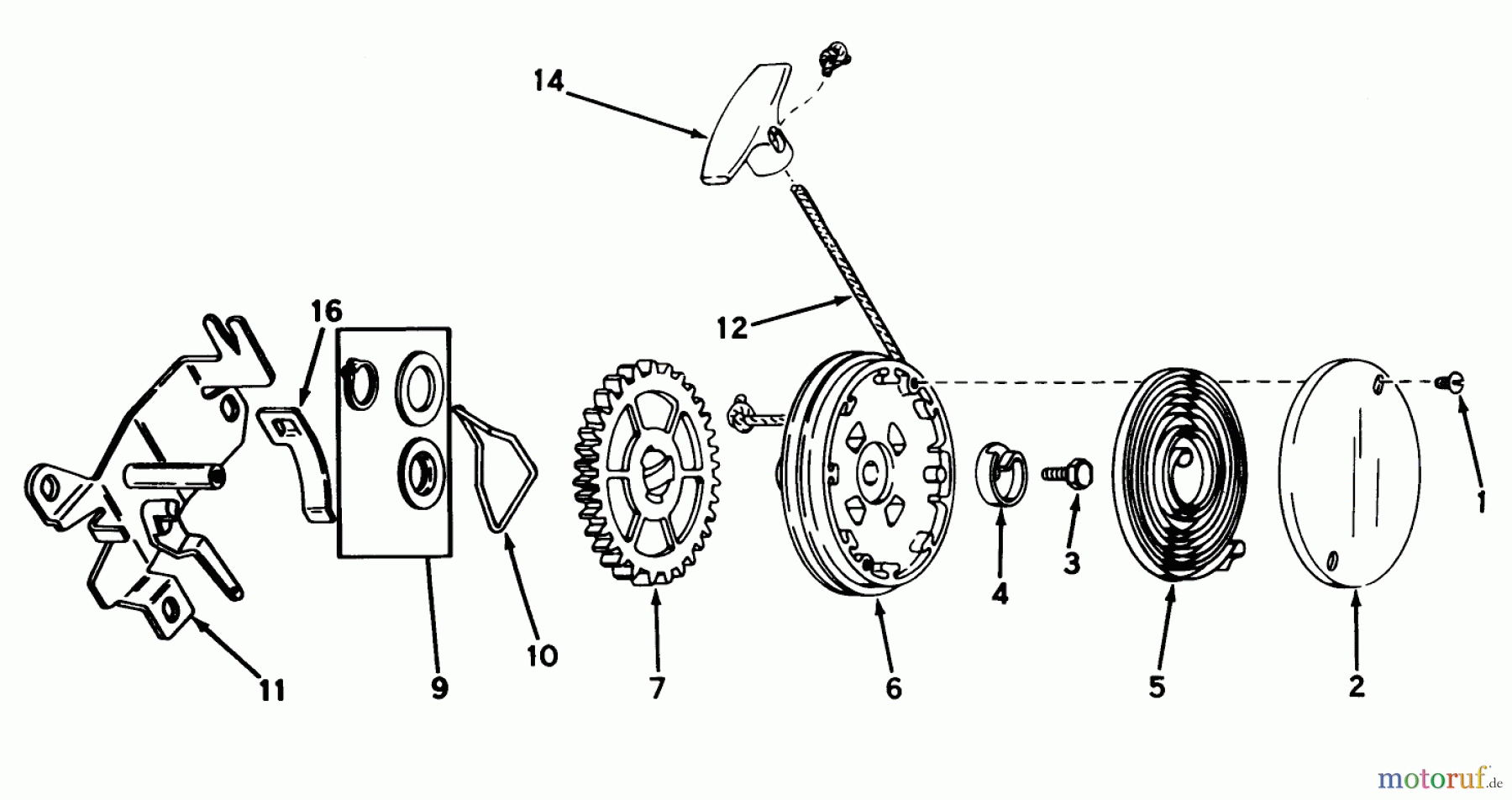  Toro Neu Mowers, Walk-Behind Seite 2 21610 - Toro Guardian Lawnmower, 1975 (5000001-5999999) REWIND STARTER NO. 590519 (MOWER MODEL NO. 21610)(ENGINE NO. TNT 100-10043)