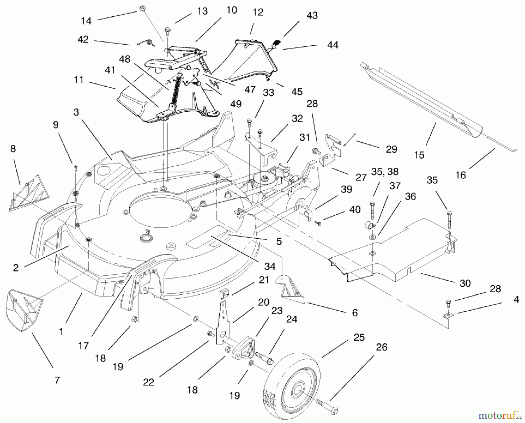  Toro Neu Mowers, Walk-Behind Seite 1 20476 - Toro Lawnmower, 1996 (6900001-6999999) HOUSING ASSEMBLY