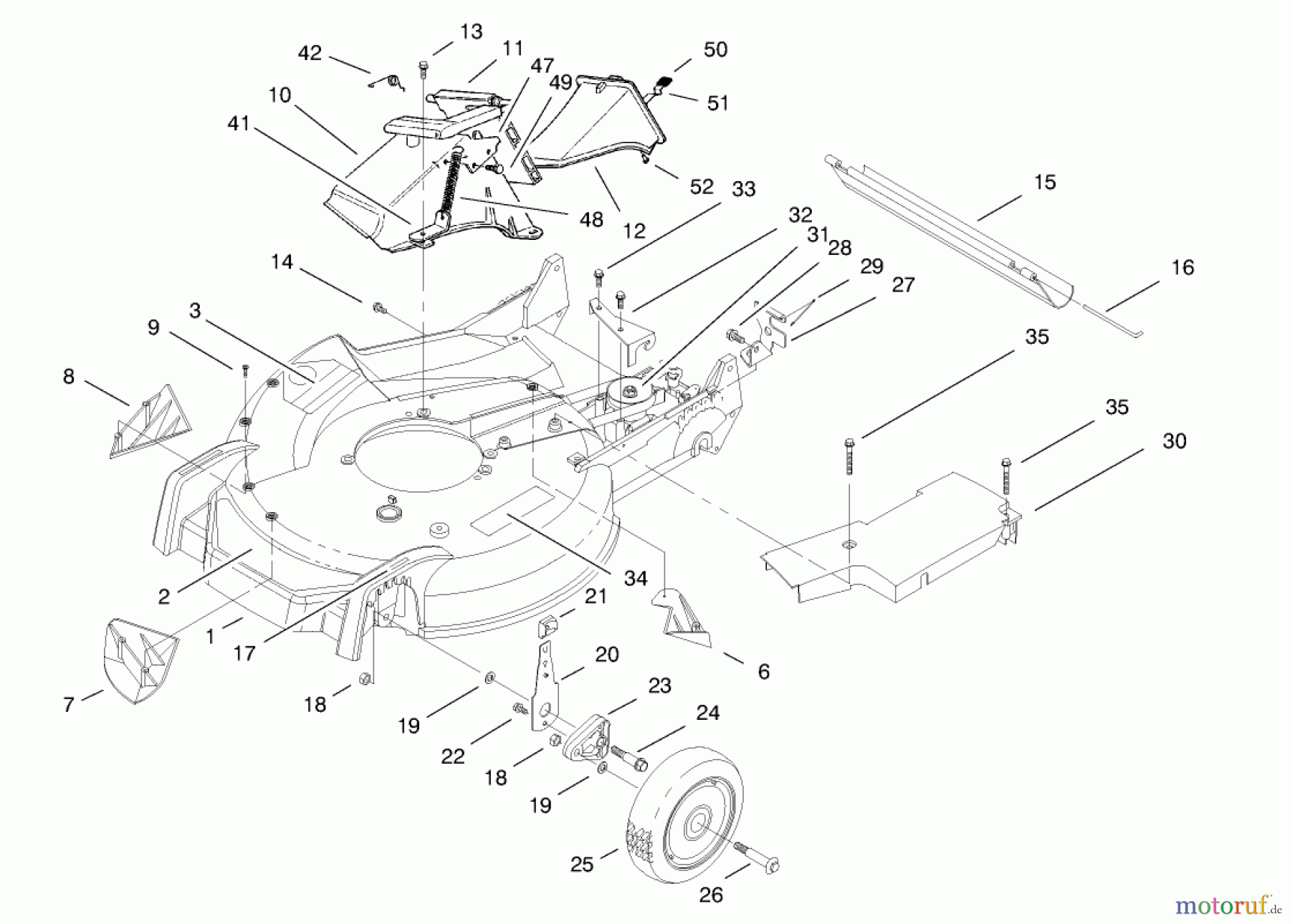  Toro Neu Mowers, Walk-Behind Seite 1 20478 - Toro Super Recycler Lawnmower, 1997 (7900001-7999999) HOUSING ASSEMBLY