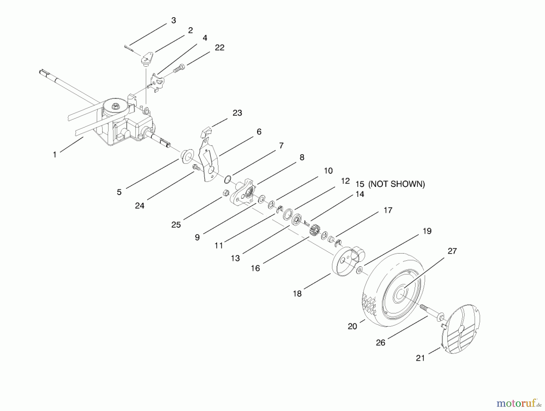  Toro Neu Mowers, Walk-Behind Seite 1 20479 - Toro Super Recycler Lawnmower, 1997 (7900001-7999999) REAR AXLE ASSEMBLY