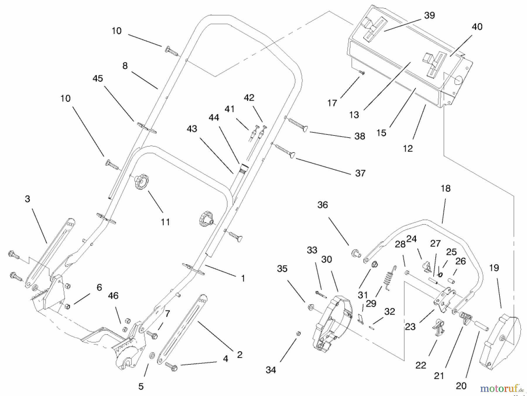  Toro Neu Mowers, Walk-Behind Seite 1 20482 - Toro Super Recycler Mower, 1997 (790000001-799999999) HANDLE ASSEMBLY (MODEL NO. 20482 ONLY)