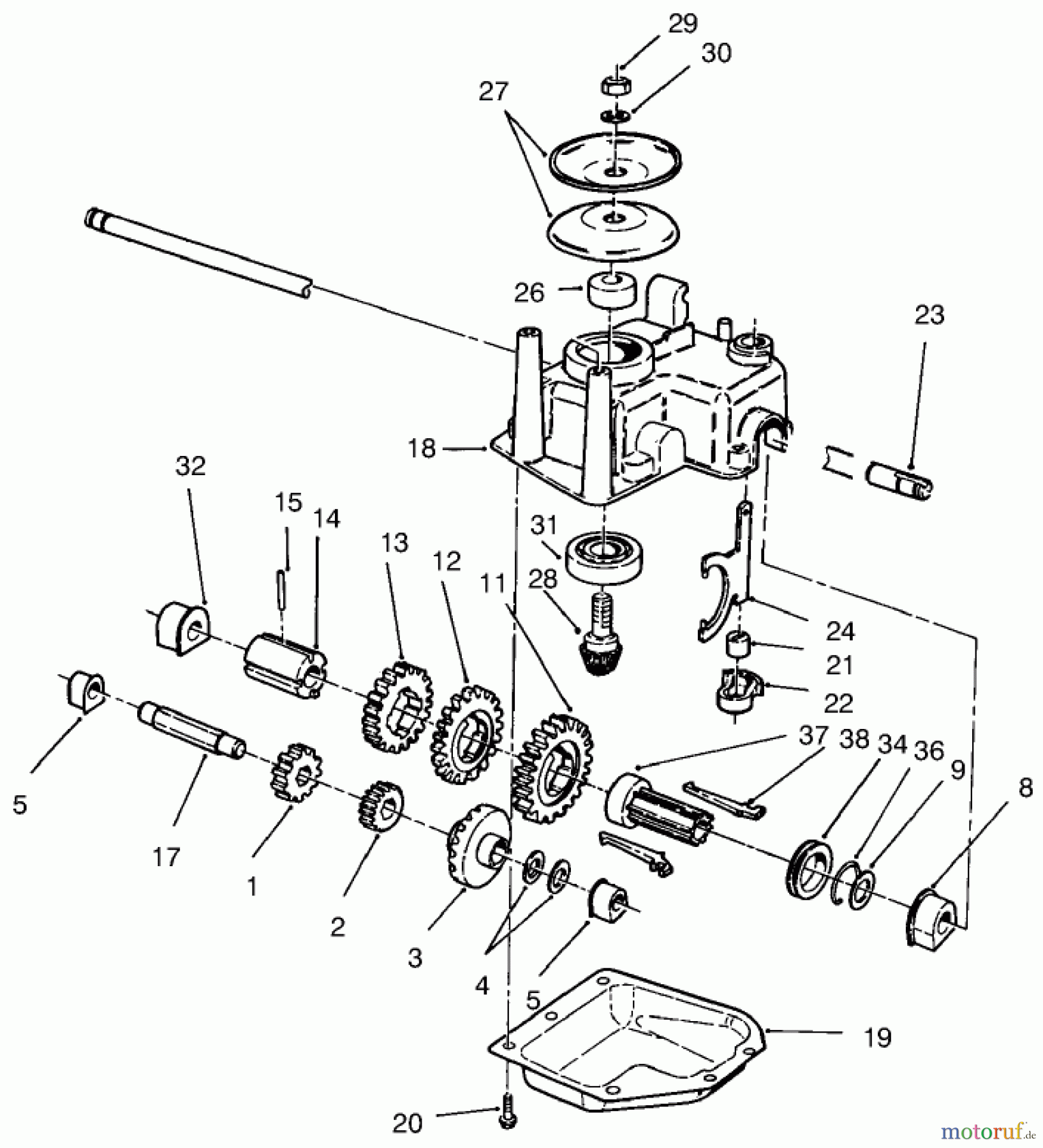  Toro Neu Mowers, Walk-Behind Seite 1 20487 (SR-21OSBB) - Toro Super Recycler Mower, SR-21OSBB, 1998 (8900001-8999999) GEAR CASE ASSEMBLY