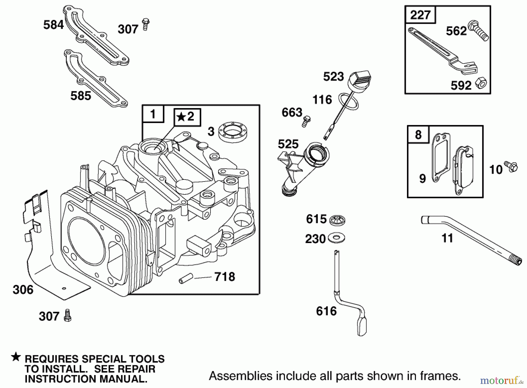  Toro Neu Mowers, Walk-Behind Seite 1 20487 (SR-21OSBB) - Toro Super Recycler Mower, SR-21OSBB, 2001 (210000001-210999999) CYLINDER ASSEMBLY