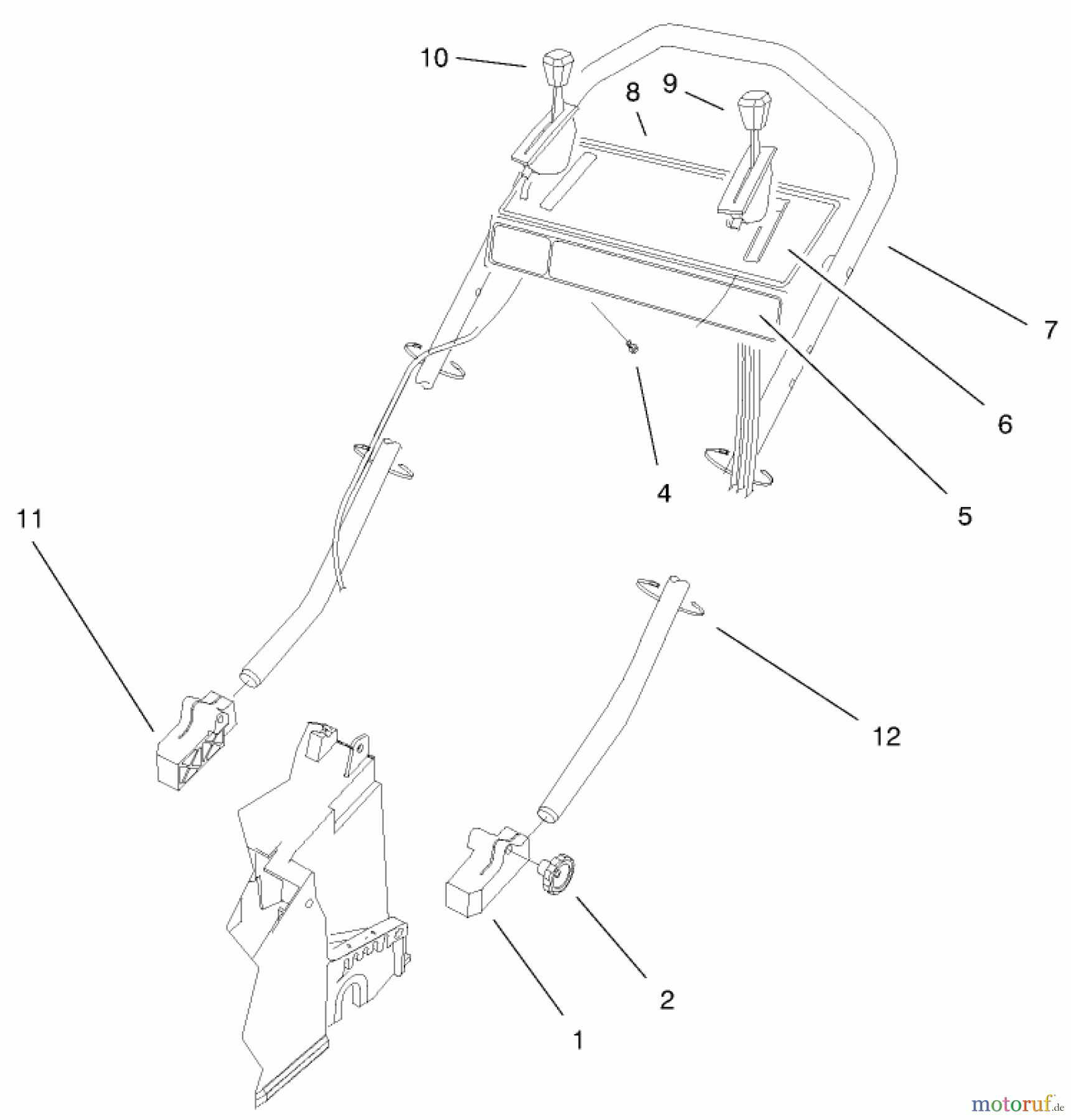  Toro Neu Mowers, Walk-Behind Seite 1 20490 (V-21SB) - Toro Vacu-Power Mower, V-21SB, 1998 (8900001-8999999) HANDLE ASSEMBLY