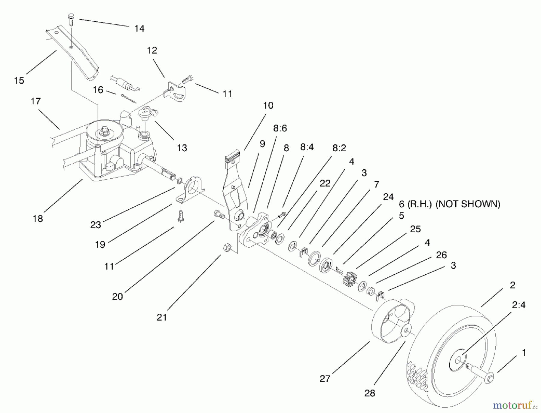  Toro Neu Mowers, Walk-Behind Seite 1 20490 (V-21SB) - Toro Vacu-Power Mower, V-21SB, 1998 (8900001-8999999) REAR AXLE ASSEMBLY