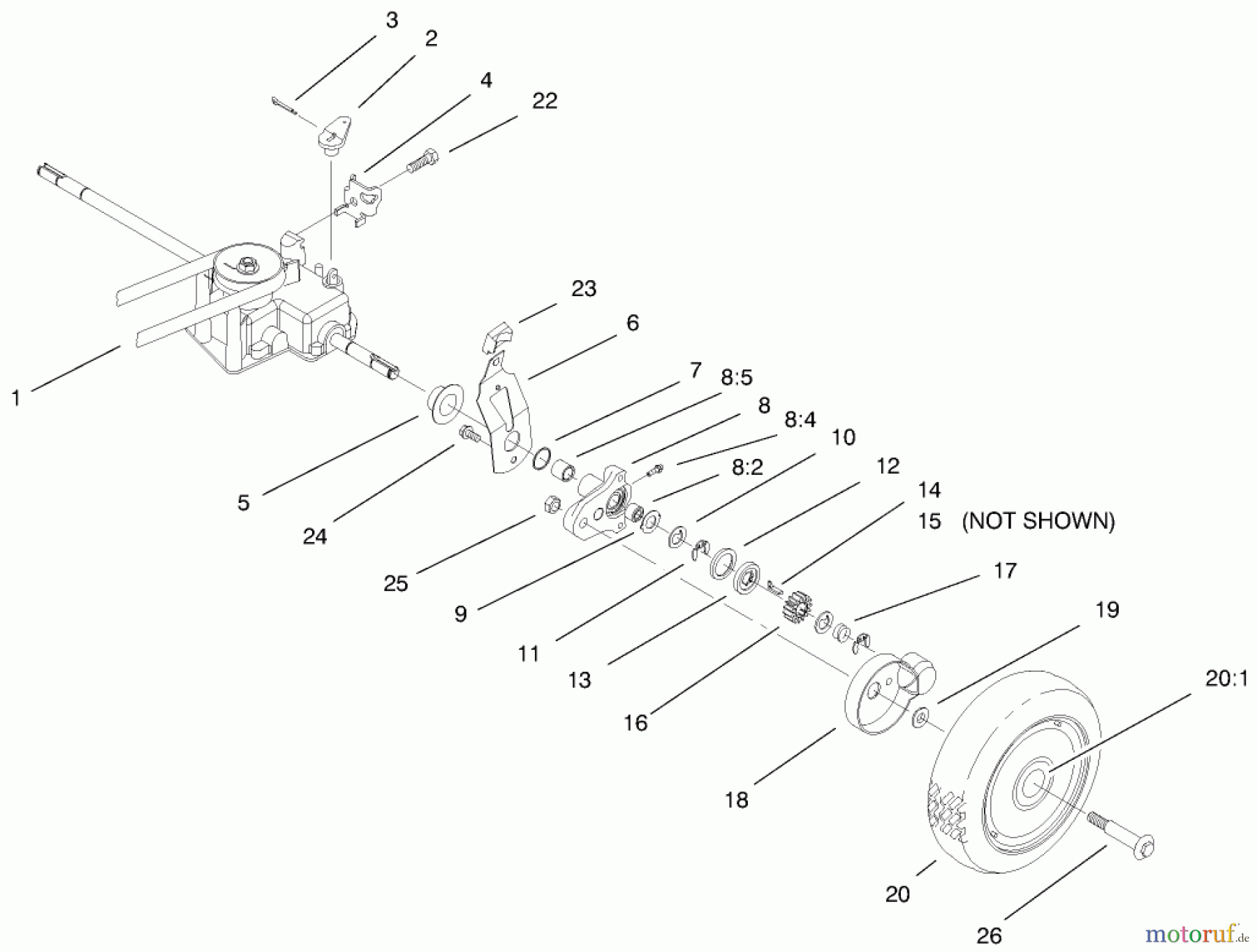  Toro Neu Mowers, Walk-Behind Seite 1 20494 (SR-21S) - Toro Super Recycler Mower, SR-21S, 1998 (8900001-8999999) REAR AXLE ASSEMBLY