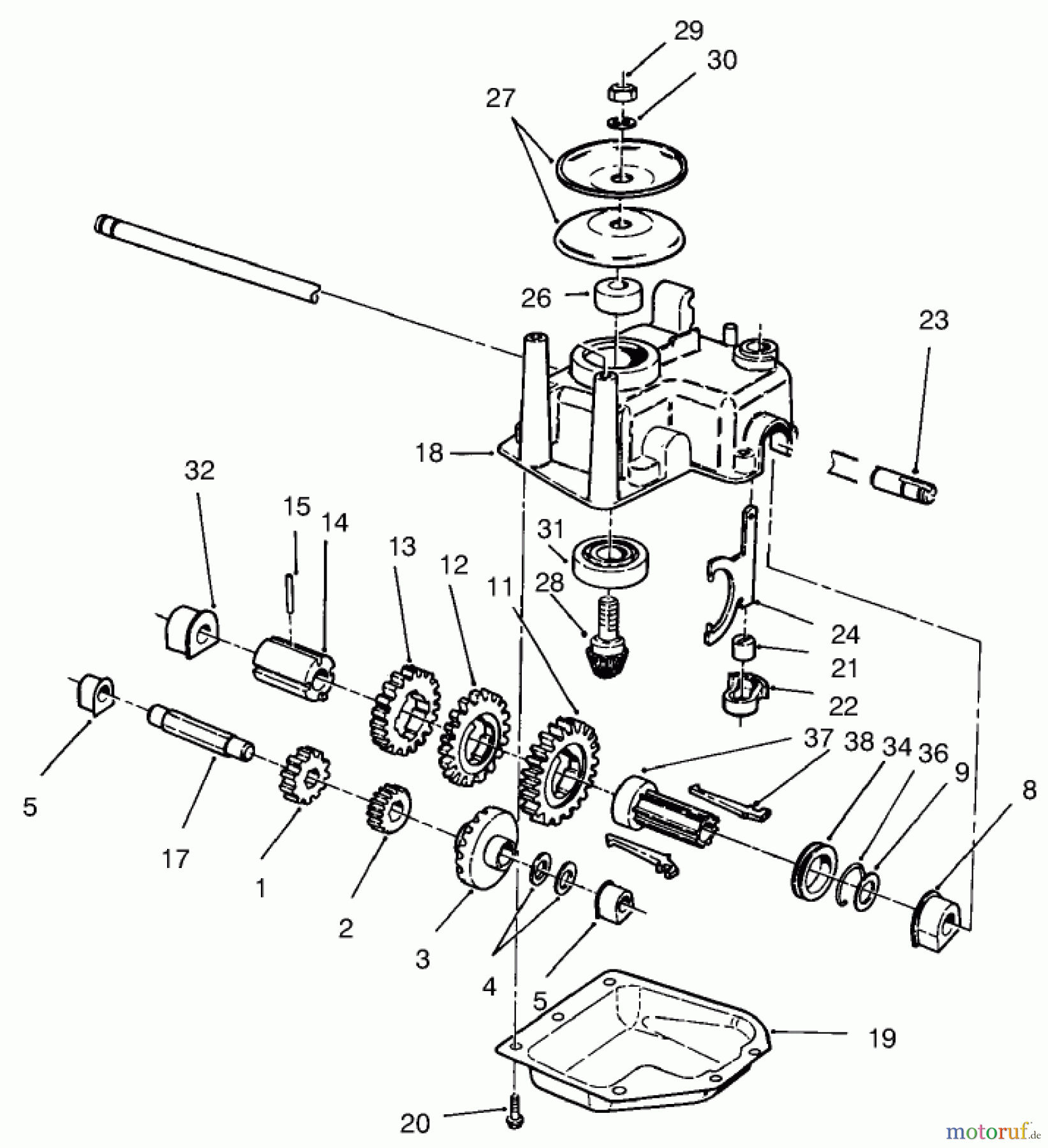  Toro Neu Mowers, Walk-Behind Seite 1 20495 (SR-21SE) - Toro Super Recycler Mower, SR-21SE, 1998 (8900001-8999999) GEAR CASE ASSEMBLY