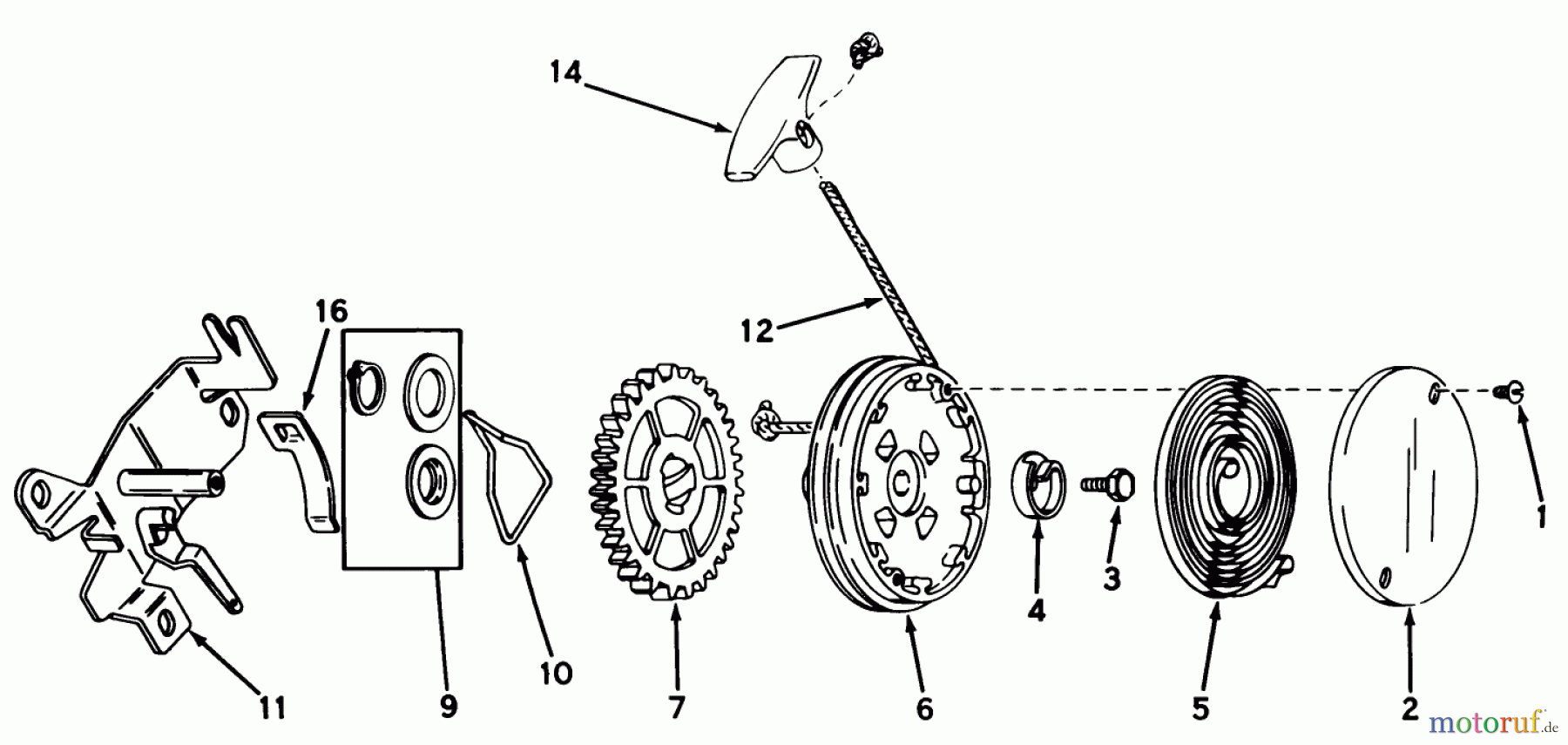  Toro Neu Mowers, Walk-Behind Seite 1 20506 - Toro Lawnmower, 1976 (6000001-6999999) REWIND STARTER NO. 590519