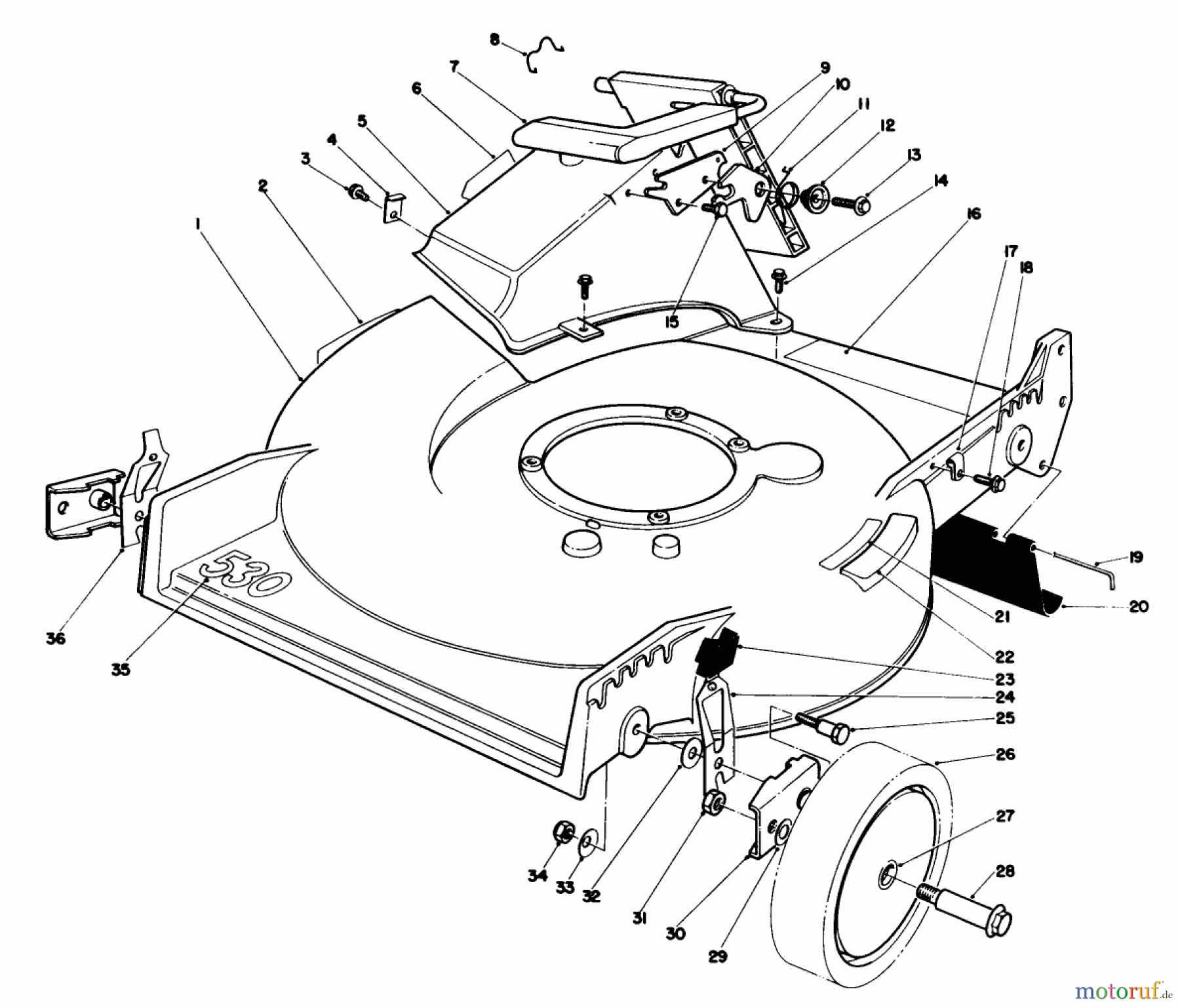  Toro Neu Mowers, Walk-Behind Seite 1 20522C - Toro Lawnmower, 1986 (6000001-6999999) HOUSING ASSEMBLY