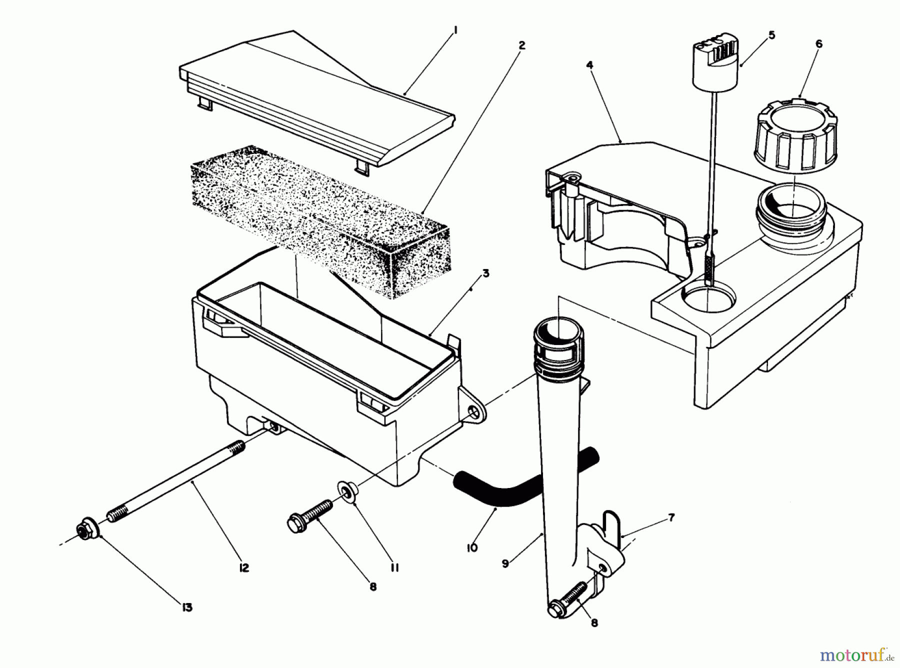  Toro Neu Mowers, Walk-Behind Seite 1 20526C - Toro Lawnmower, 1988 (8000001-8999999) AIR CLEANER & FUEL TANK ASSEMBLY (MODEL NO. VMH7)