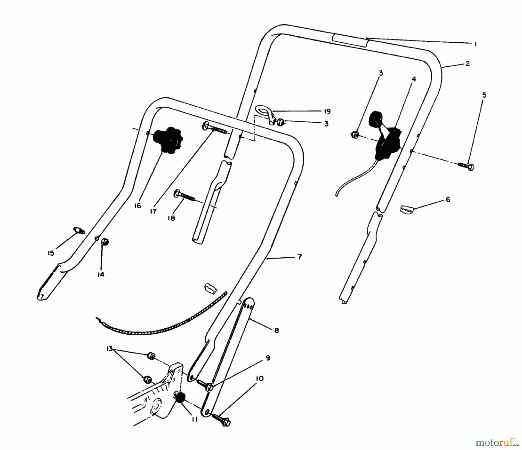  Toro Neu Mowers, Walk-Behind Seite 1 20531 - Toro Lawnmower, 1989 (9000001-9999999) HANDLE ASSEMBLY