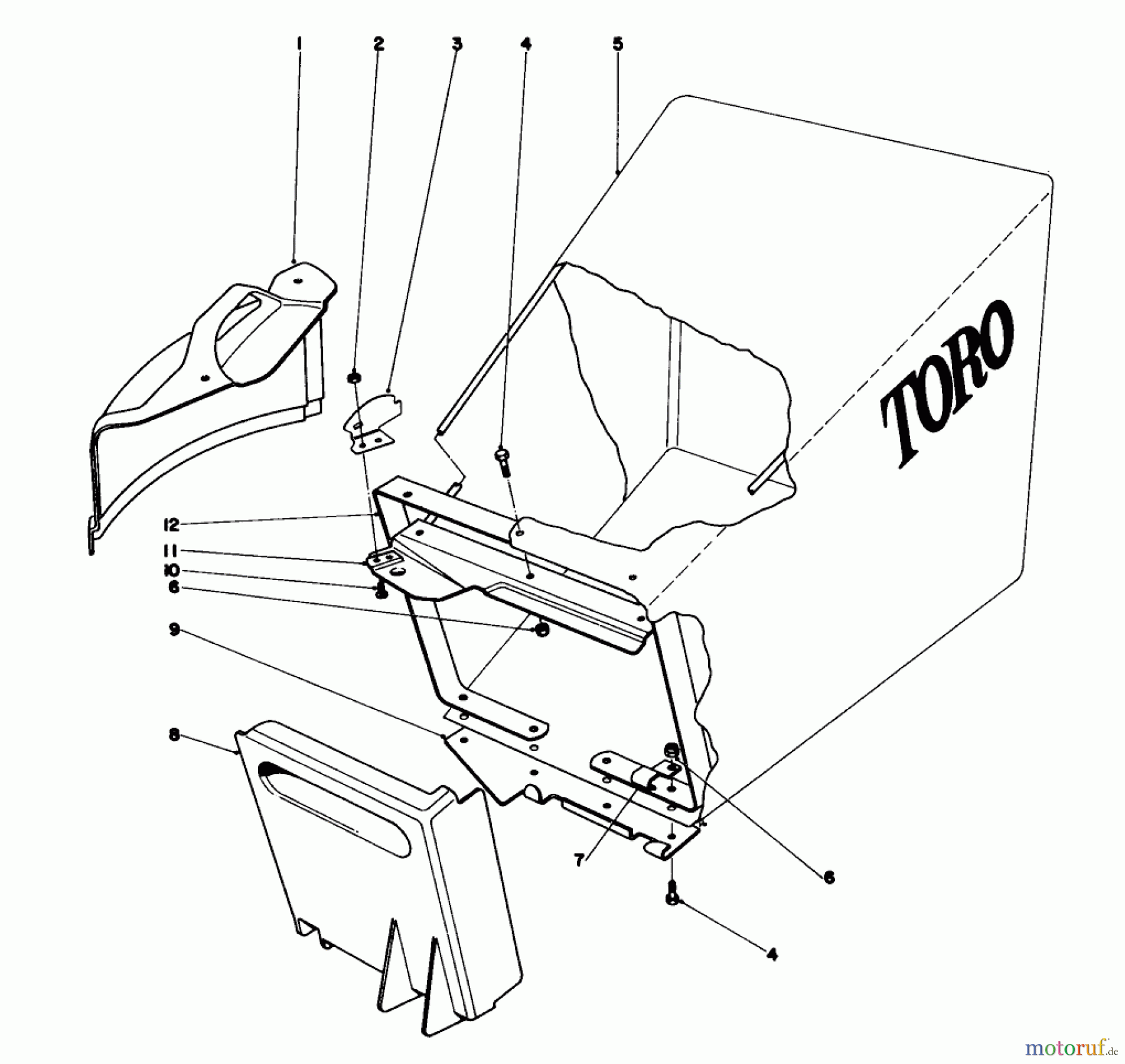  Toro Neu Mowers, Walk-Behind Seite 1 20550 - Toro Lawnmower, 1975 (5000001-5999999) GRASS BAG ASSEMBLY