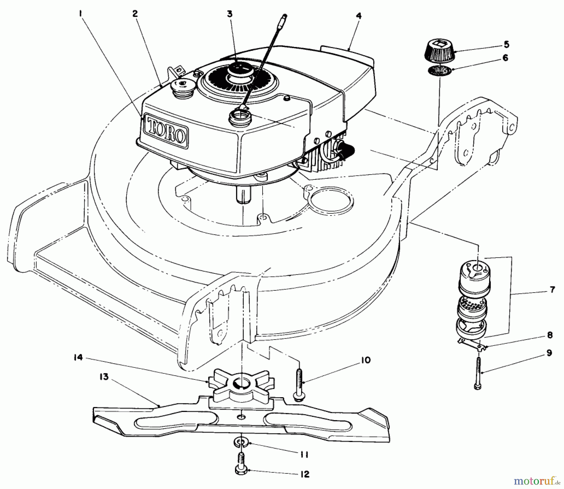  Toro Neu Mowers, Walk-Behind Seite 1 20577 - Toro Lawnmower, 1984 (4000001-4999999) ENGINE ASSEMBLY