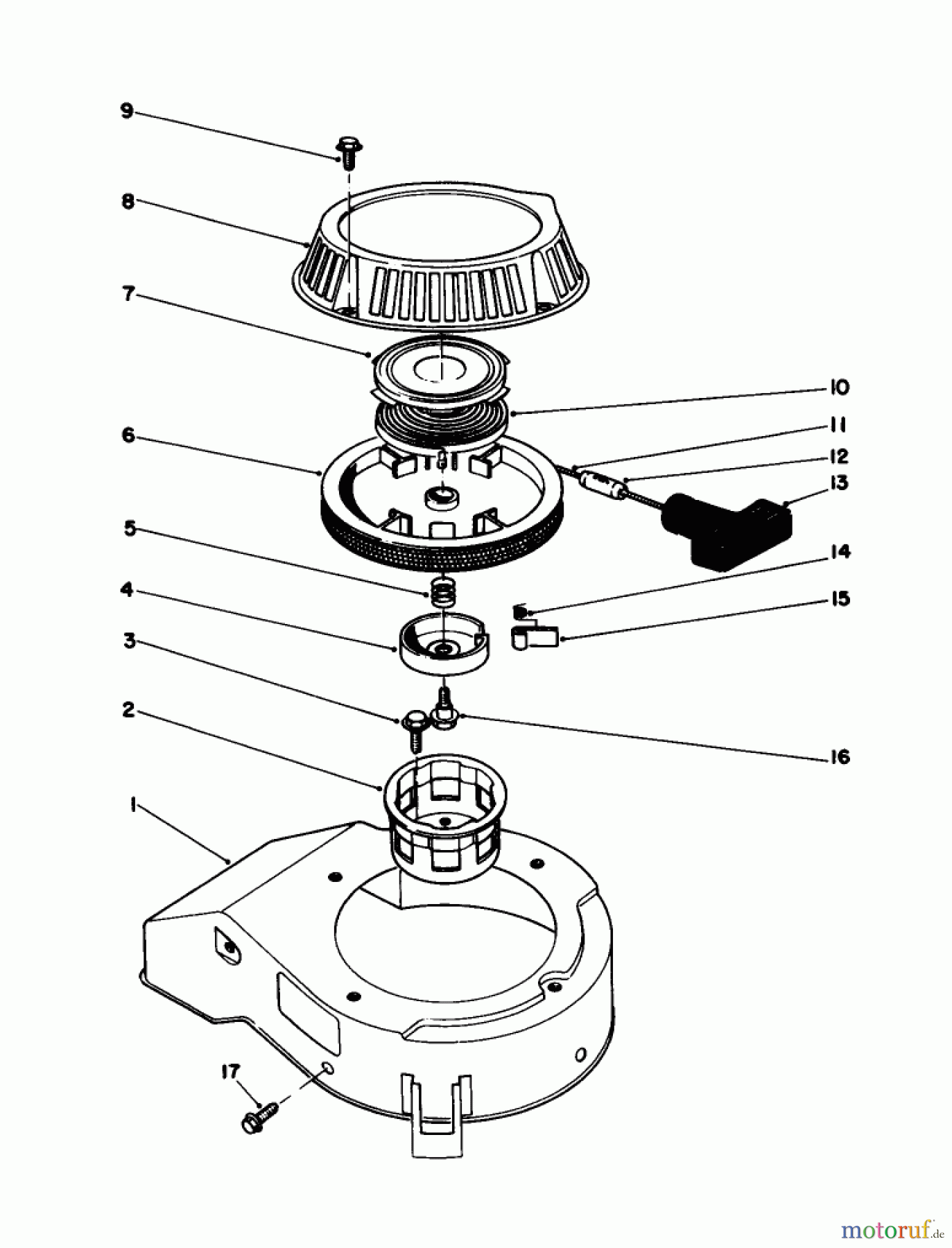  Toro Neu Mowers, Walk-Behind Seite 1 20581 - Toro Lawnmower, 1988 (8000001-8999999) RECOIL ASSEMBLY (ENGINE MODEL NO. 47PH7)