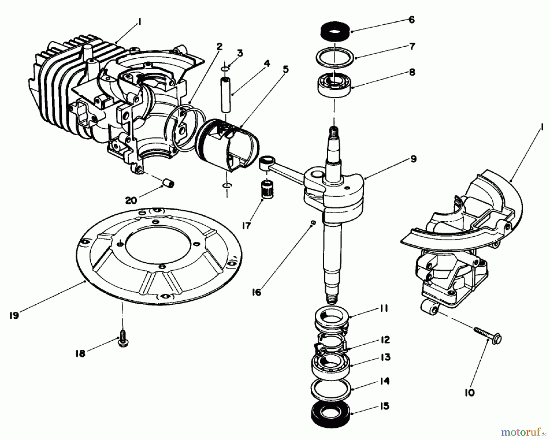  Toro Neu Mowers, Walk-Behind Seite 1 20584 - Toro Lawnmower, 1986 (6000001-6999999) CRANKSHAFT ASSEMBLY